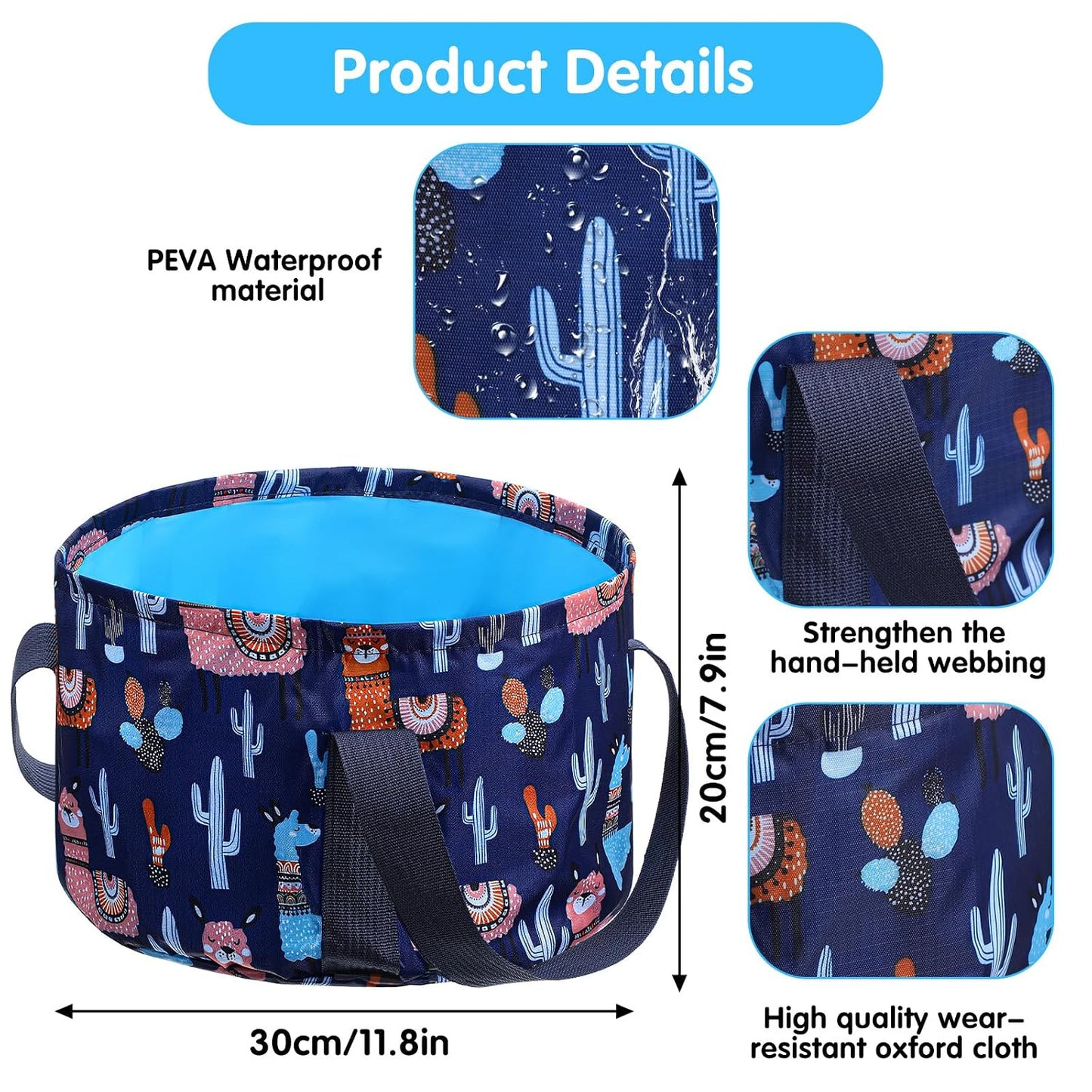 Collapsible Bucket for Soaking Feet - Portable Foldable Foot Bath Tub Spa Basin for Travel, Home Pedicure & Outdoor Camping (Blue)