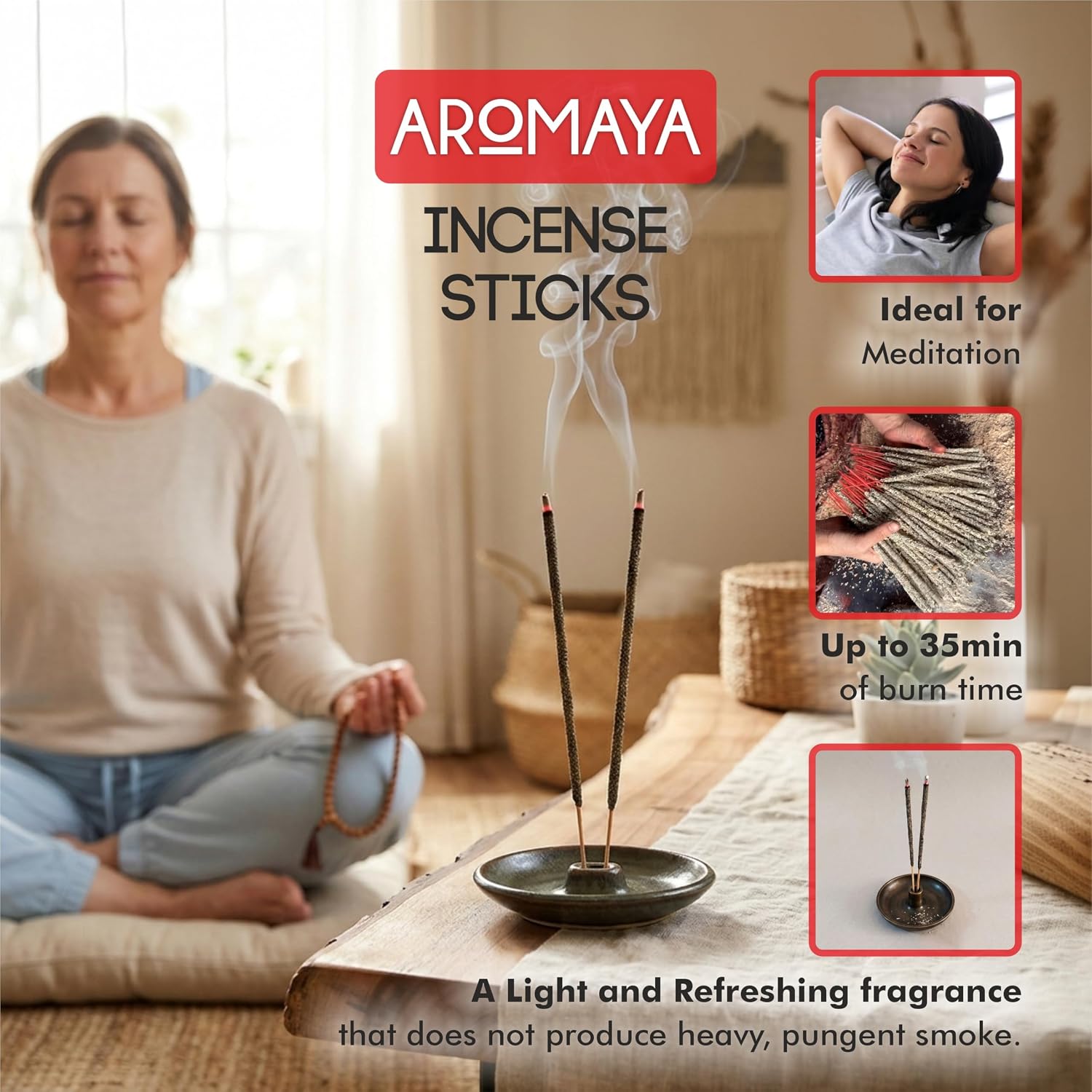Masala Incense Sticks with Natural Wood Chips | Hand Rolled Bundle | 6-Box Gift Set with 90 Sticks | Aromatherapy for Home, Meditation & Yoga | Core Collection