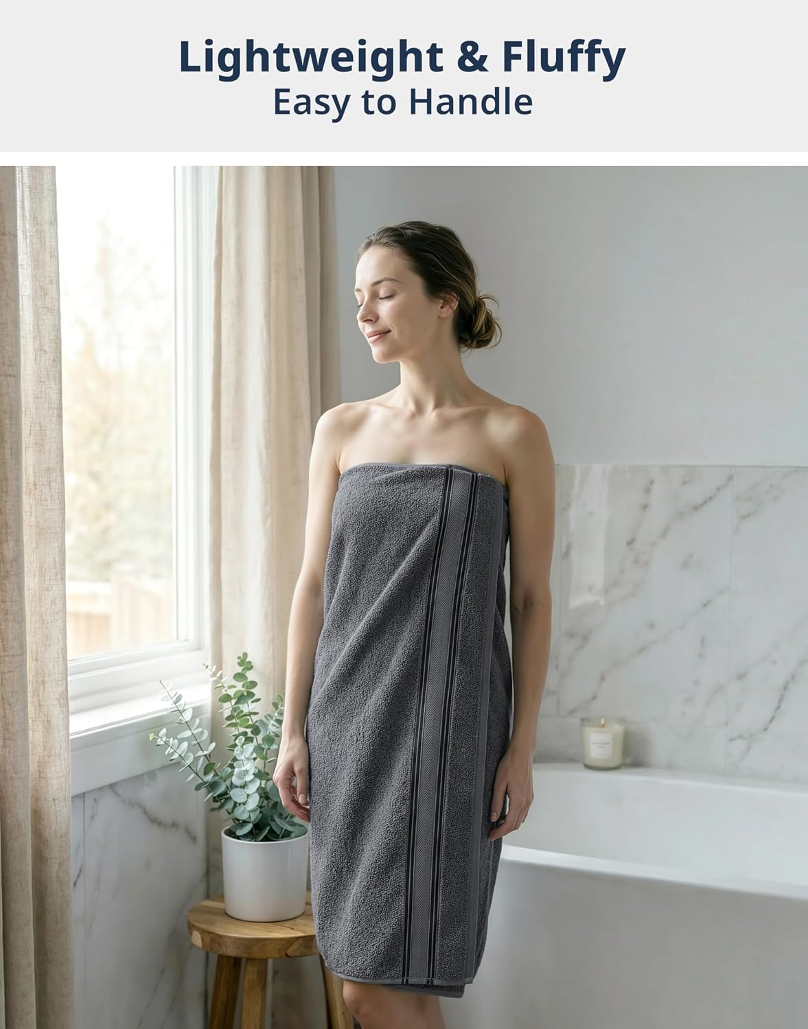 LANE LINEN 100% Mercerized Cotton Bath Towels Set of 18 – Zero Twist, 6 Bath, 6 Hand Towel & 6 Washcloths, Soft, Ideal for Spa Hotel & Home, Gentle on Body, Durable After Multiple Washes – Cool Grey