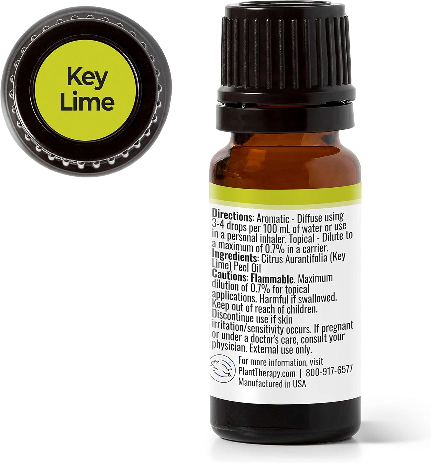 Plant Therapy Key Lime Essential Oil 10 mL (1 oz) 100% Pure, Undiluted, Natural Aromatherapy for Diffusion, is Uplifting and Energizing