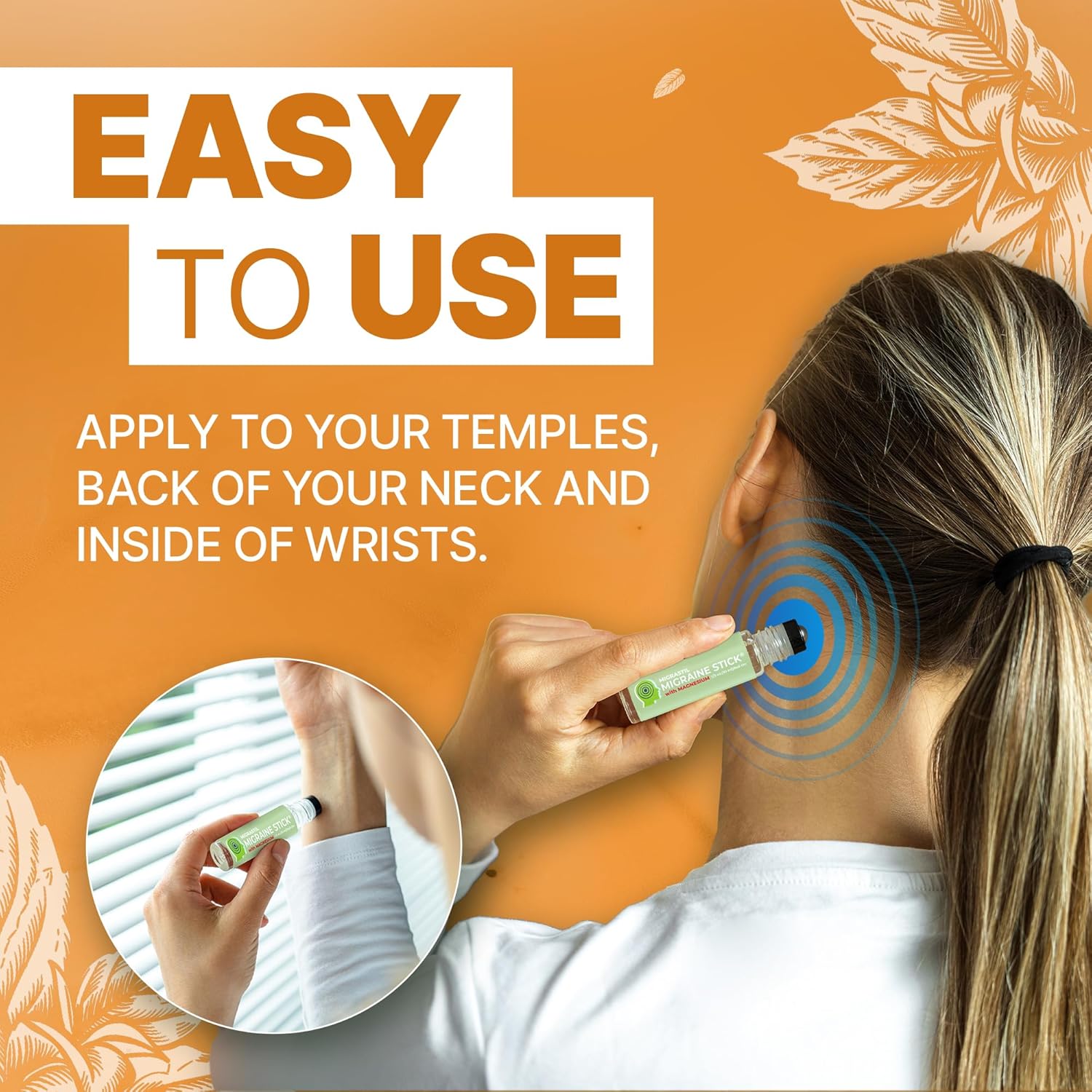 MIGRASTIL Migraine Stick with Magnesium. Cooling Peppermint Eucalyptus Essential Oil Topical Magnesium for Headache Support. Made in The USA 10 ml