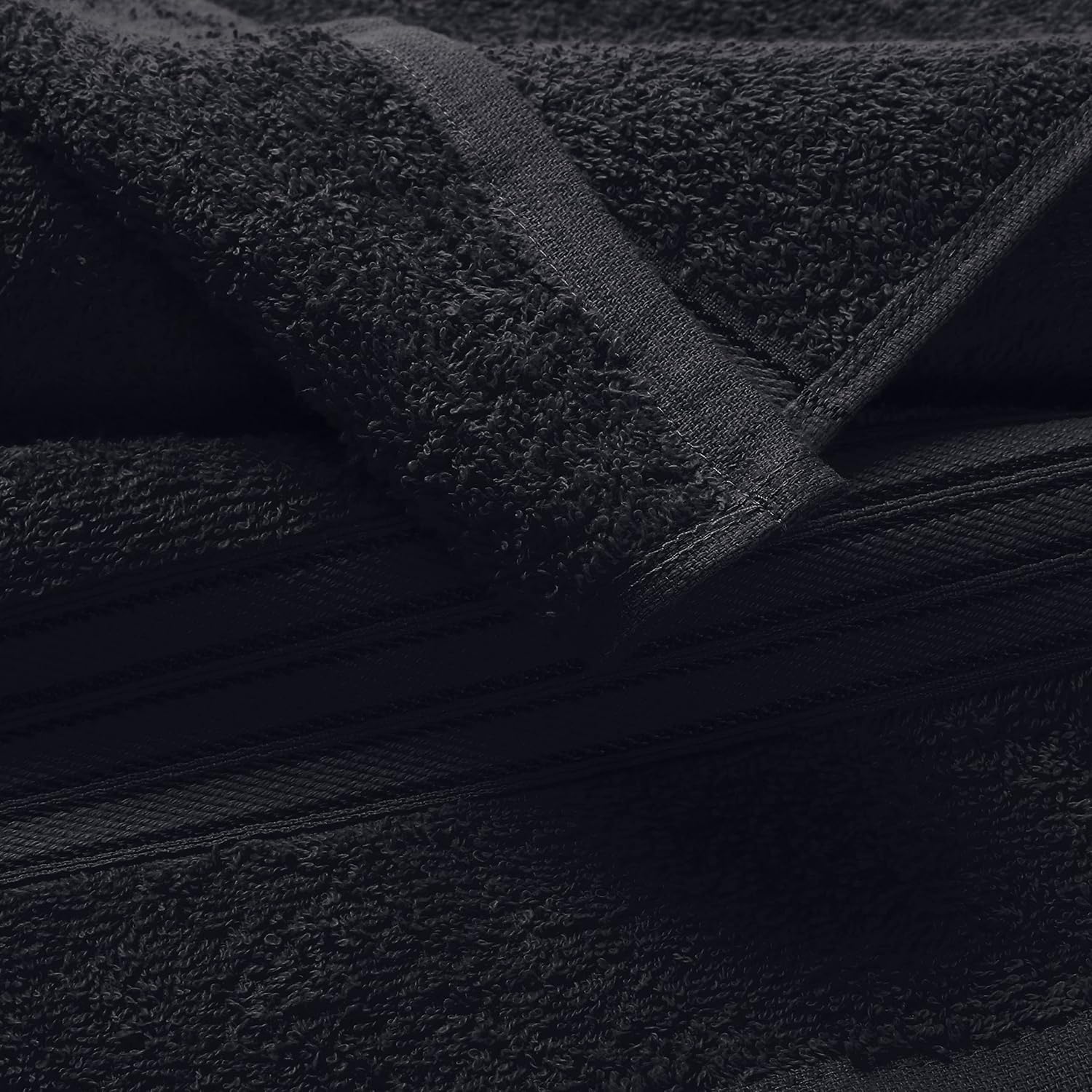 BOUTIQUO Ultra Soft Cotton 6 -Piece Hand Towel Set 16x24 Inch, Ideal for use in Bathroom, Kitchen, Gym, Spa & General Cleaning, Compact & Lightweight Multi Purpose Hand Towels - Black