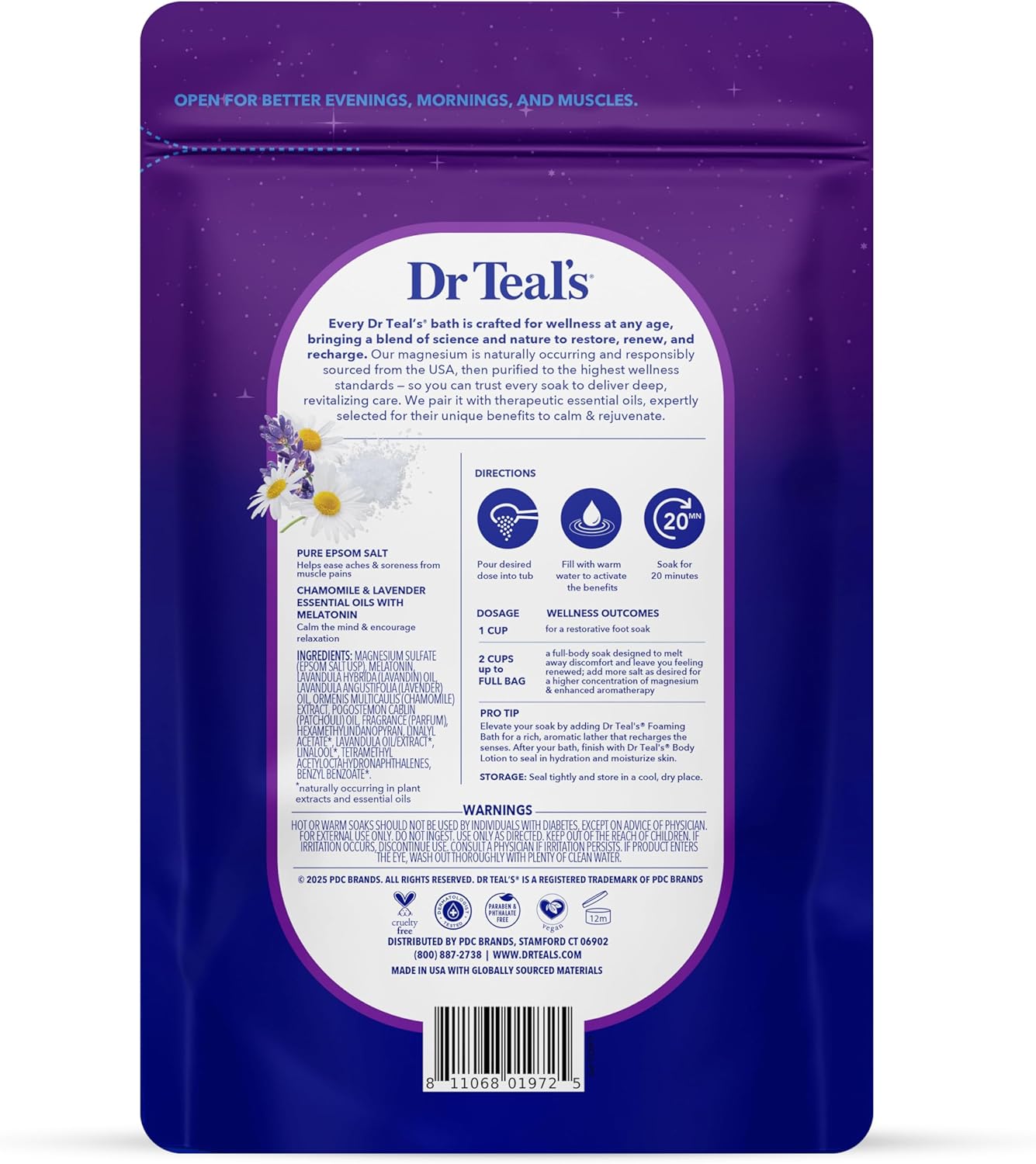 Dr Teal's Pure Epsom Salt, Melatonin Sleep Soak with Essential Oil Blend, 3 lb (Pack of 4)