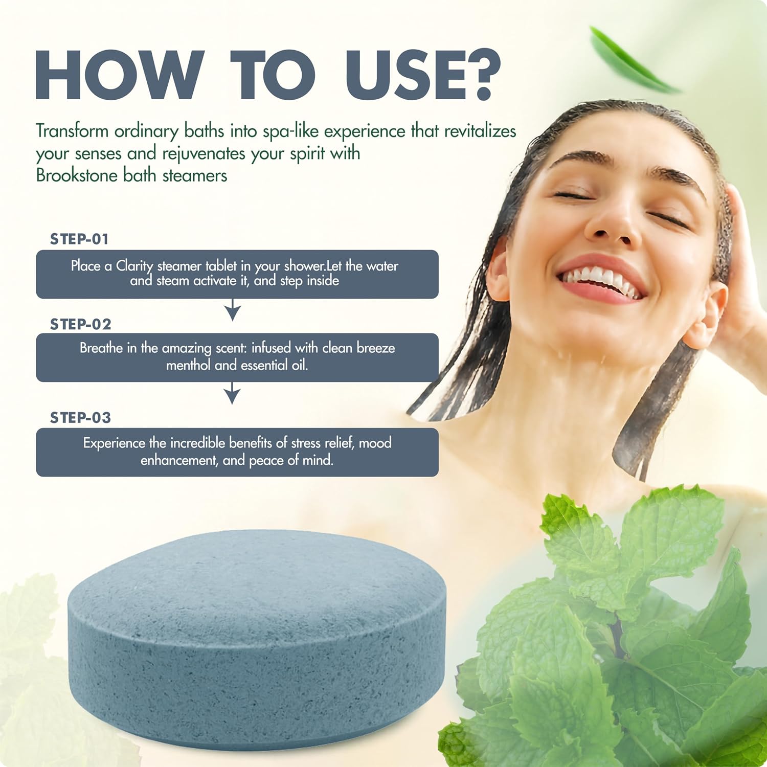 Brookstone Shower Steamers Aromatherapy 12 Tablets - Christmas Stocking Stuffers for Men, Birthday Gifts for Women, Green Elephant, Relaxation, Self Care - Shower Steamers Arctic Fresh
