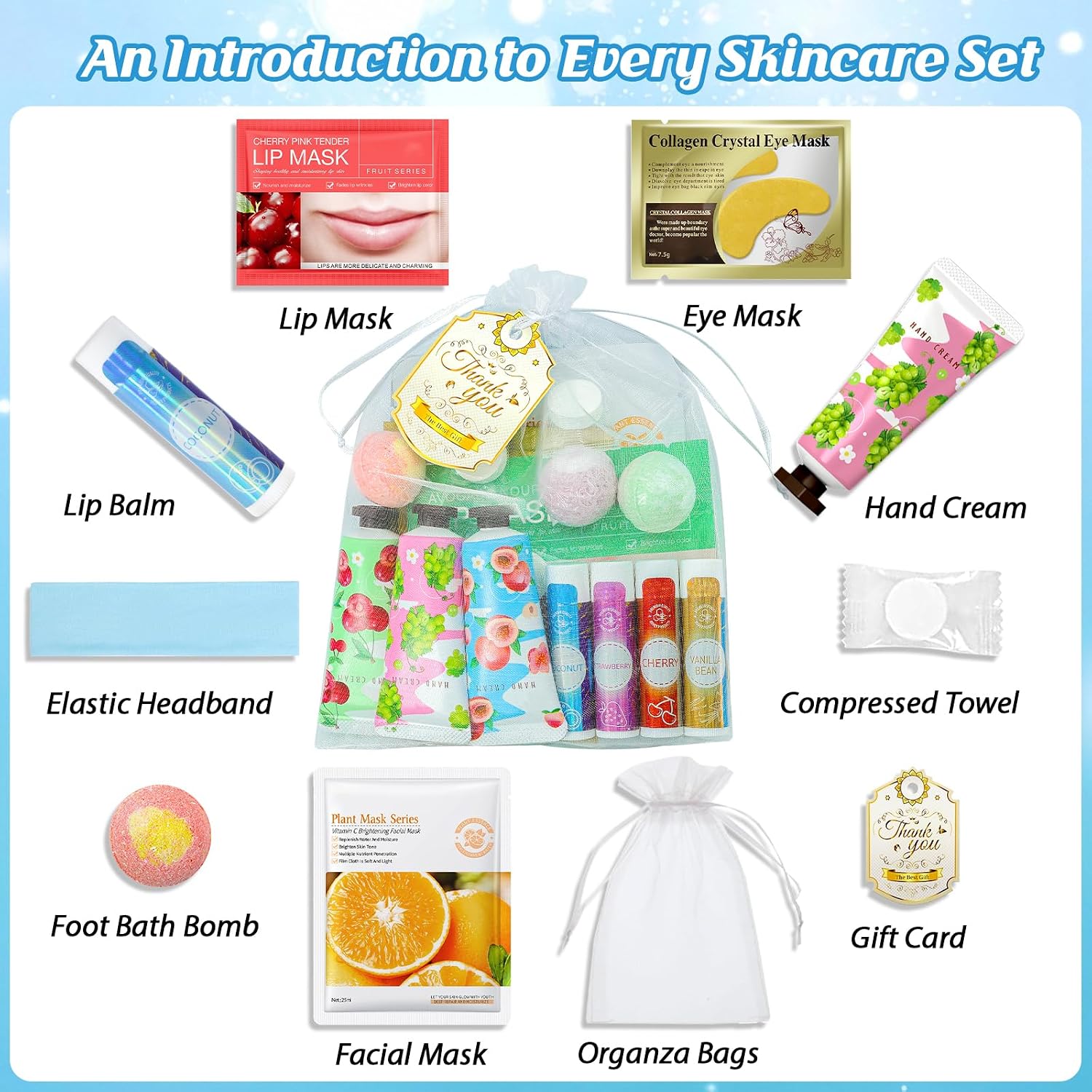 80PCS Spa Birthday Party Supplies, Include Face Masks, Lip Balm, Hand Cream, Under Eye Patches, Lip Mask, Foot Bath Bombs,Headband,Sleepover Spa Party Supplies Kit for Women Girls Gift Skincare Set
