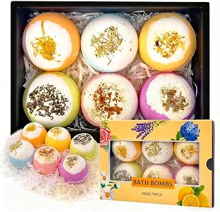 Bath Bombs Gift Set, 100g Natural Plant Essential Oil Aromatherapy Steaming Bath Bomb, Soothing and Moisturizing Bath Bombs, SPA Gift for Mother, Wife, Her/Him or Girlfriend.