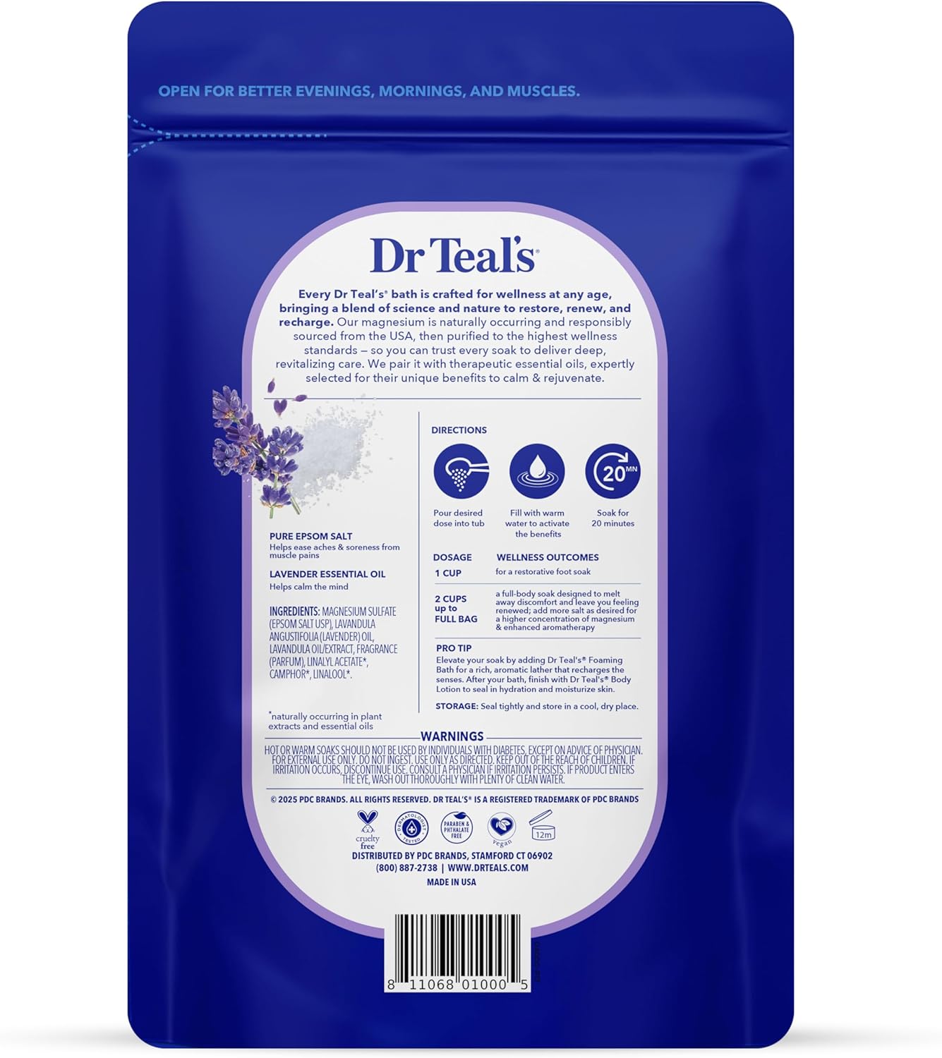 Dr Teal's Epsom Salt Soaking Solution, Soothe & Sleep, Lavender, 3lbs