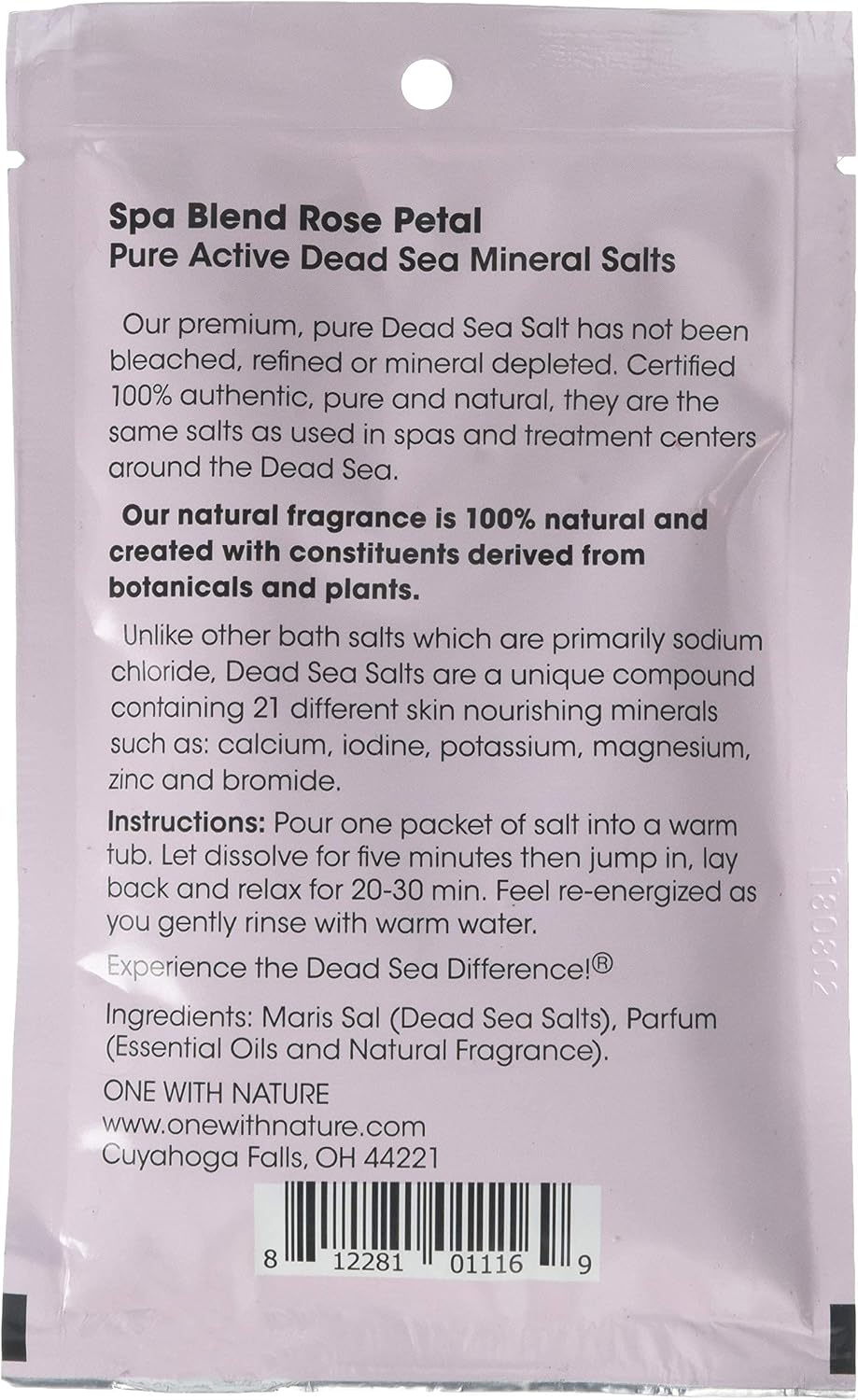 One With Nature Rose One with Nature Dead Sea Spa Blend Rose Petal Bath Salts, 1.13 Pound