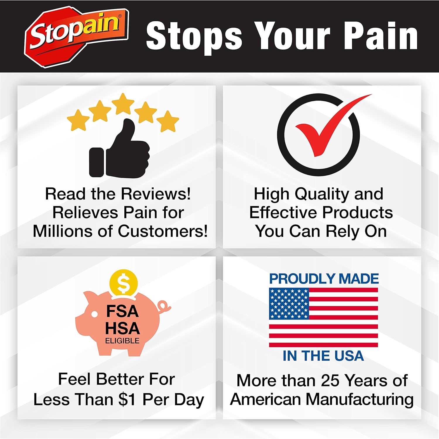 Stopain Migraine Pain Relief Gel Pump, 1.62oz, USA Made, Max Strength Fast Acting Research Proven Topical Effective at Any Stage, No Known Side Effects or Drug Interactions, HSA FSA Approved Products