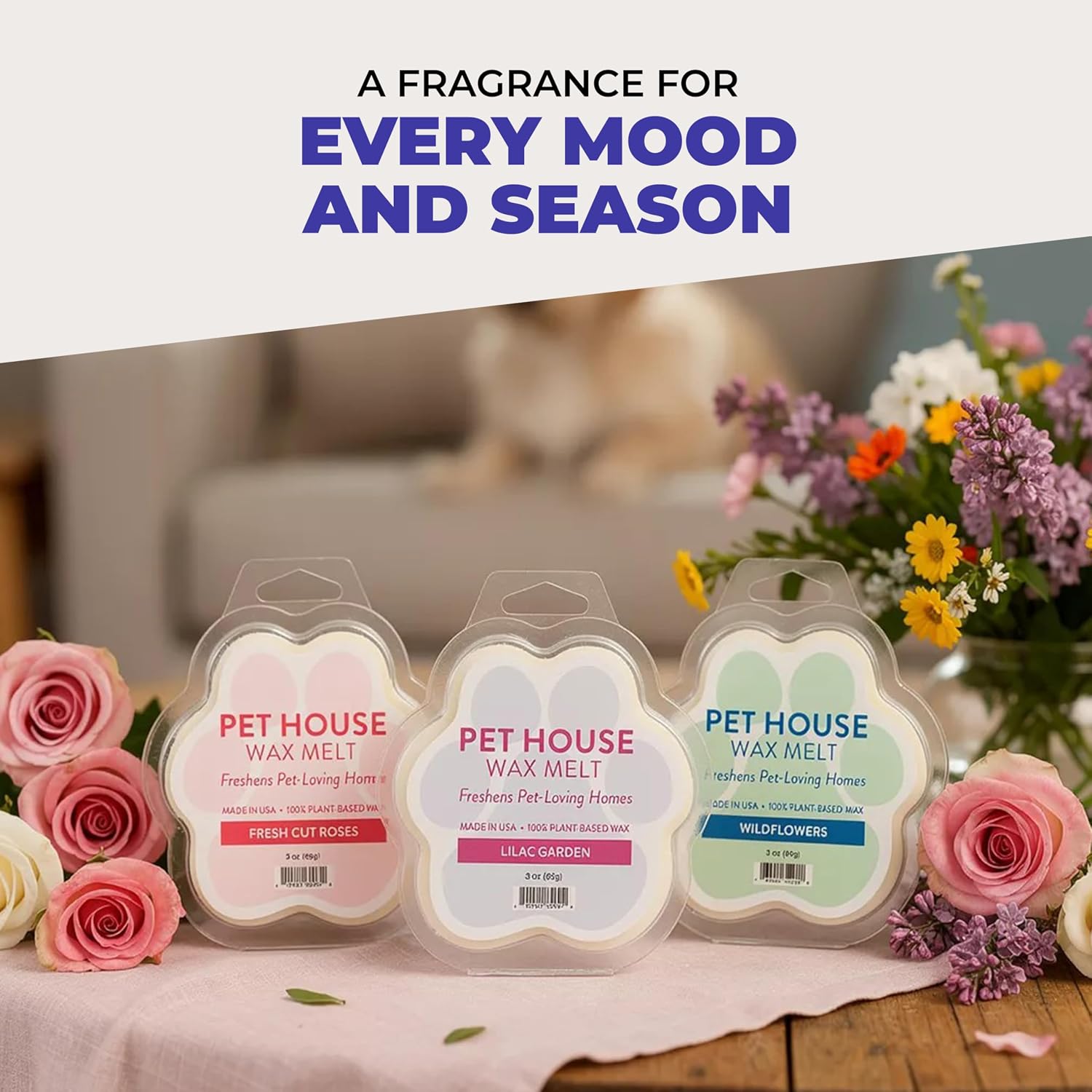 One Fur All Pet House Scented Wax Melts Natural, Plant Based Soy Wax Melts for Pet Odor, Long Lasting Fragrance for Fresh Smelling Homes, Sea Salt & Citrus Pack of 2