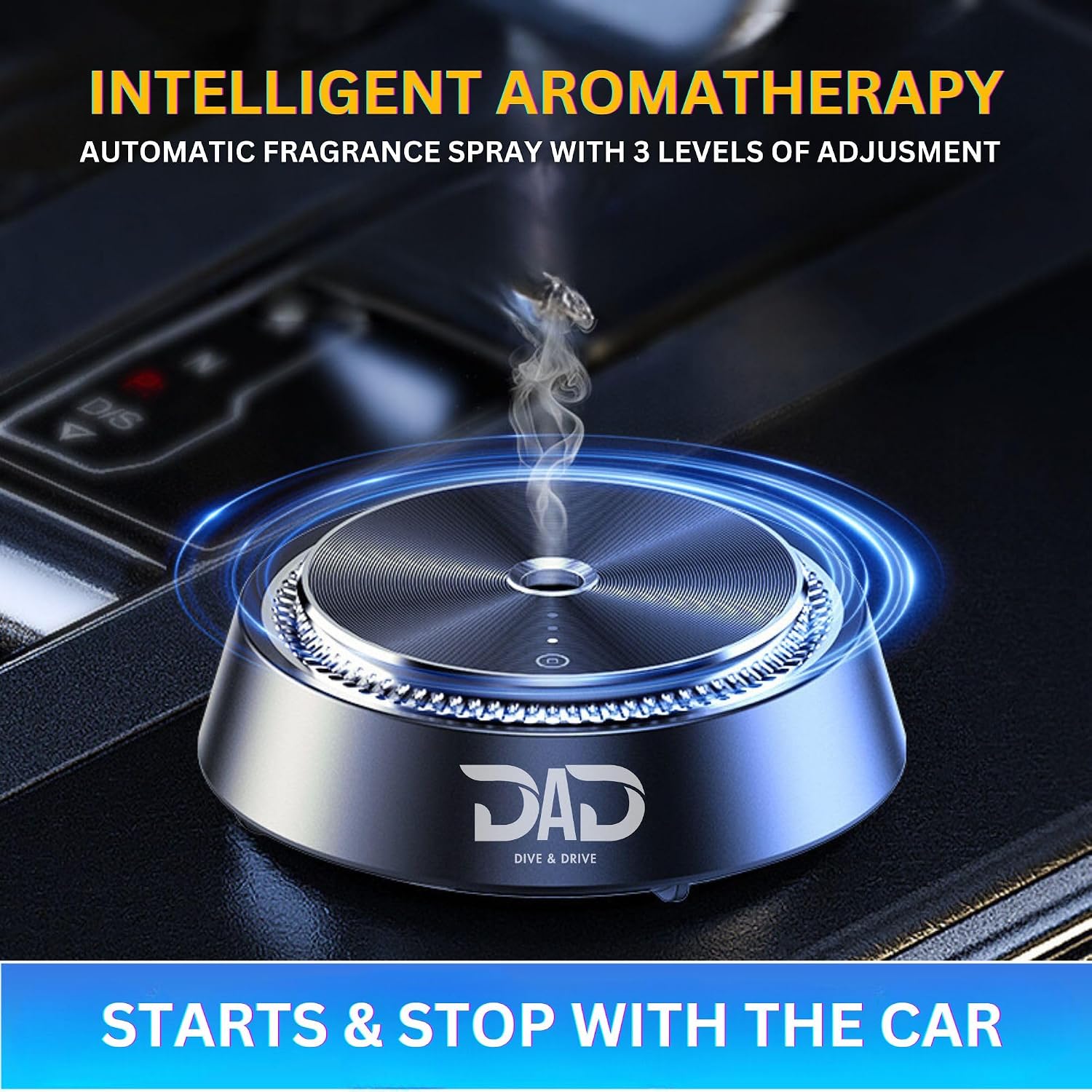 Smart Car Atomizing Aromatherapy Car Scent Diffuser | Aluminum Alloy Cordless | Automatic Shut On/Off with Motion Sensor | Wireless Essential Oil Low Noise Air Freshener Diffuser (Fragrance Included)