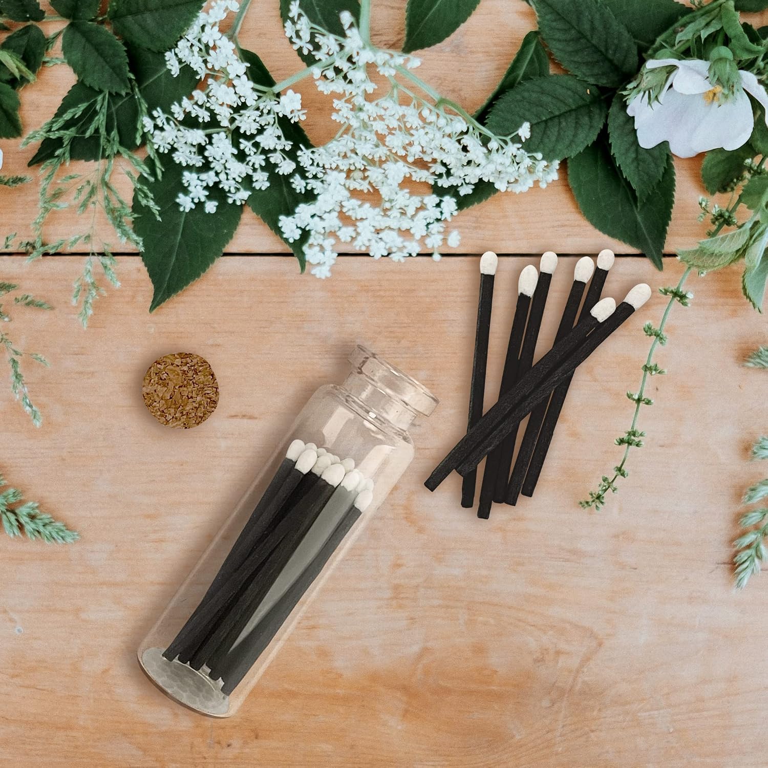 2" Black & White Tuxedo Safety Matches | 3 Glass Bottles Each with Cork Top, Striker & 20 Matchsticks by Thankful Greetings (60+ Total) | Decorative Unique & Fun Set for Your Home, Gifts, & Events
