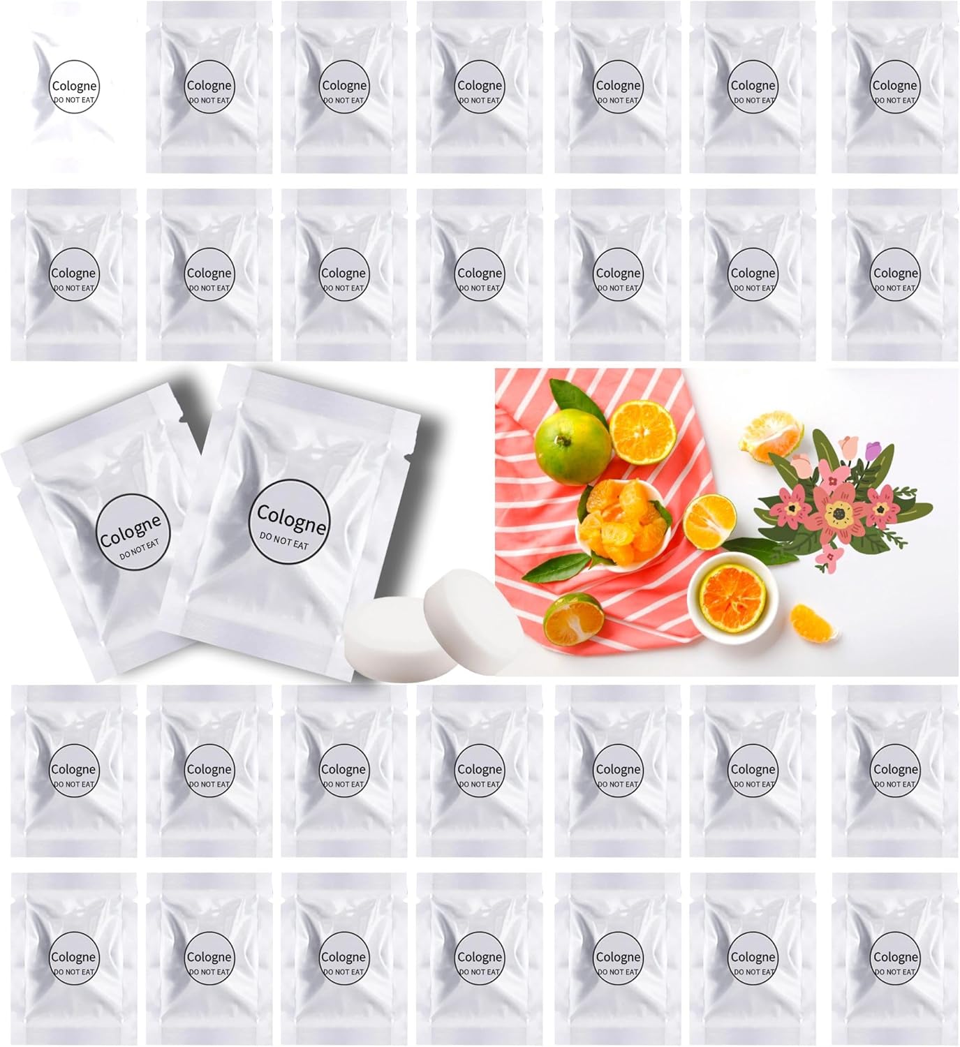 Car Air Freshener Refills, 30 Pcs Individual Package Car Air Vent Clip Replacement Pads Solid Fragrance Scent Air Freshener Refill Tablets (Cologne)