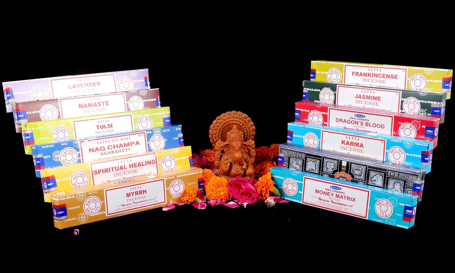 Satya Nag Champa Assorted Top Selling Series 12 Scents Incense Sticks (Set 1, 12 Pieces, 180g)