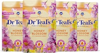 Dr Teal's Epsom Salt Magnesium Soak, Limited Edition Honey Blossom, 3 lbs (Pack of 4)