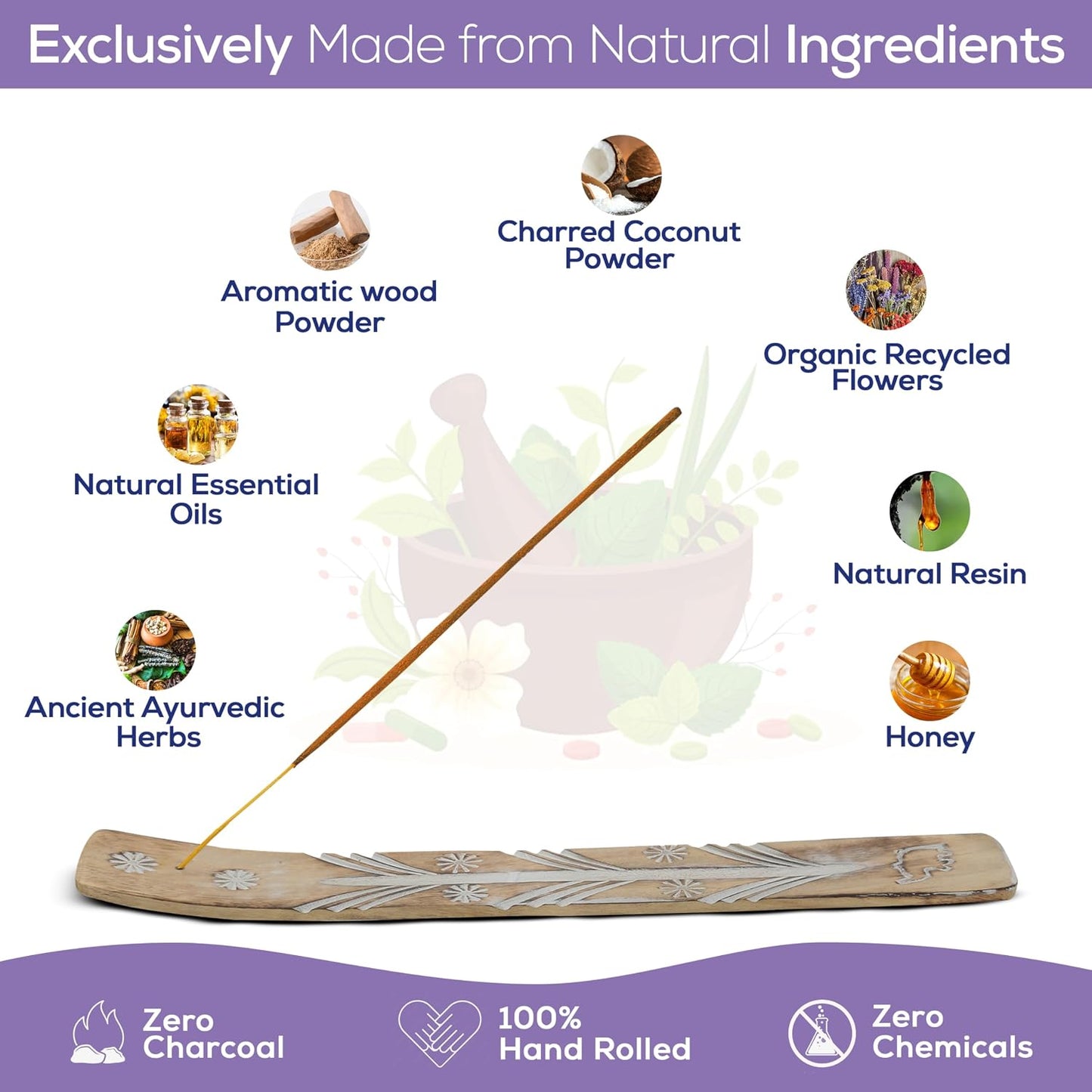 Satya Lavender Incense Sticks, Satya Bng (Bangalore) Insenses 15gmx3 Pack (45 GMS) with Raajsee Incense Holder Bundle, Satya Nagchampa Natural Incense