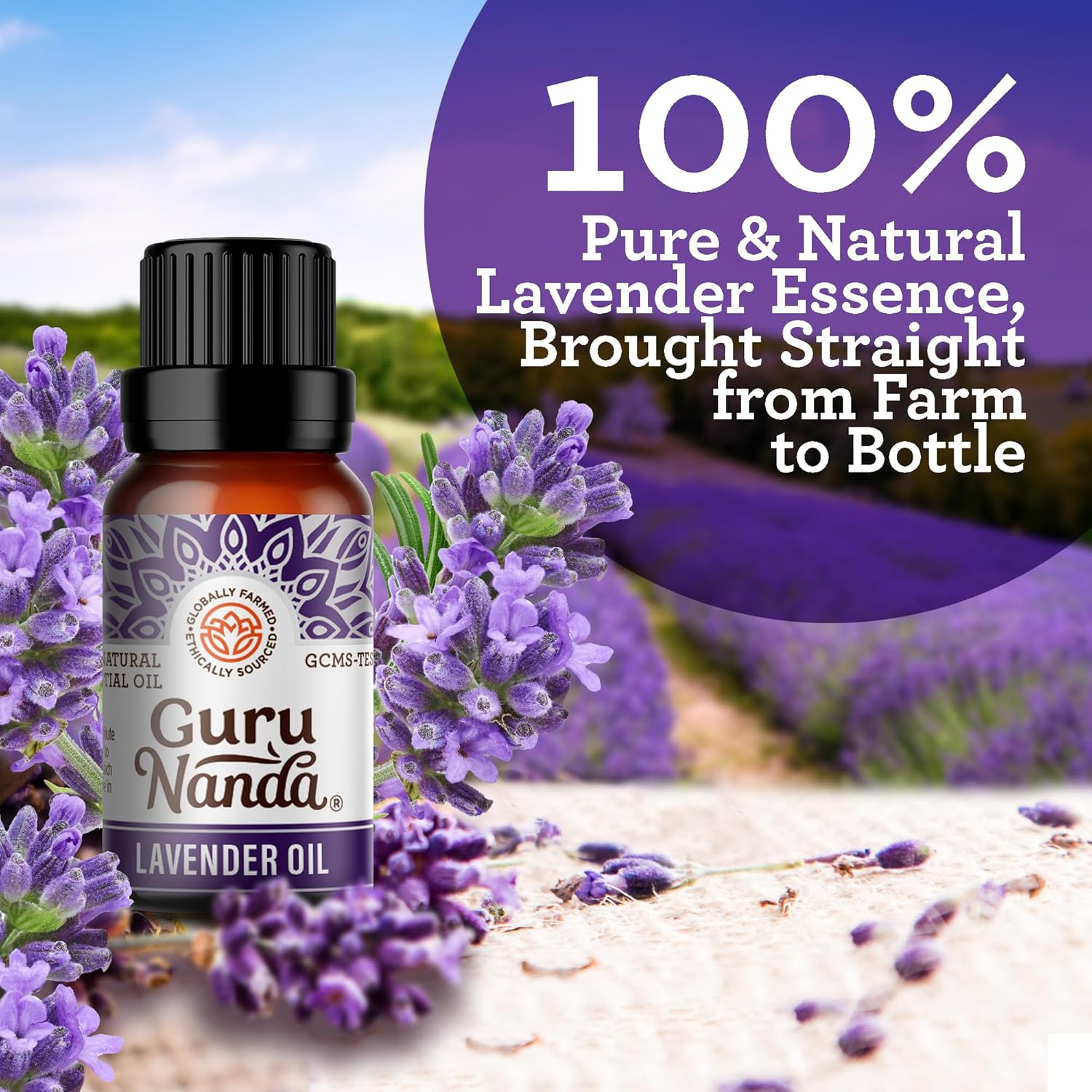 GuruNanda Lavender Essential Oil, 100% Pure, Natural & Undiluted Aromatherapy Oil for Diffusers, Massage & DIY Recipes, Aids in Feeling of Relaxation and Calmness (2X0.5 Fl Oz)