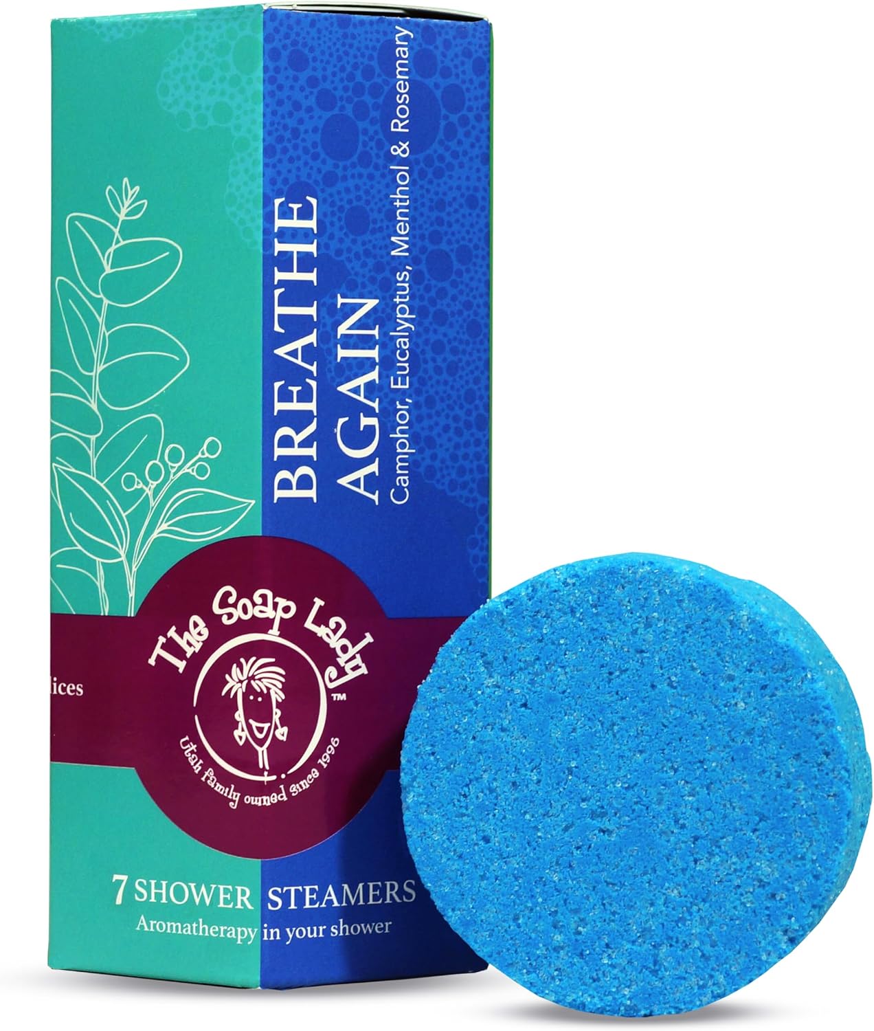 The Soap Lady Shower Steamers - Breathe Again - Eucalyptus and Menthol - Qty 7