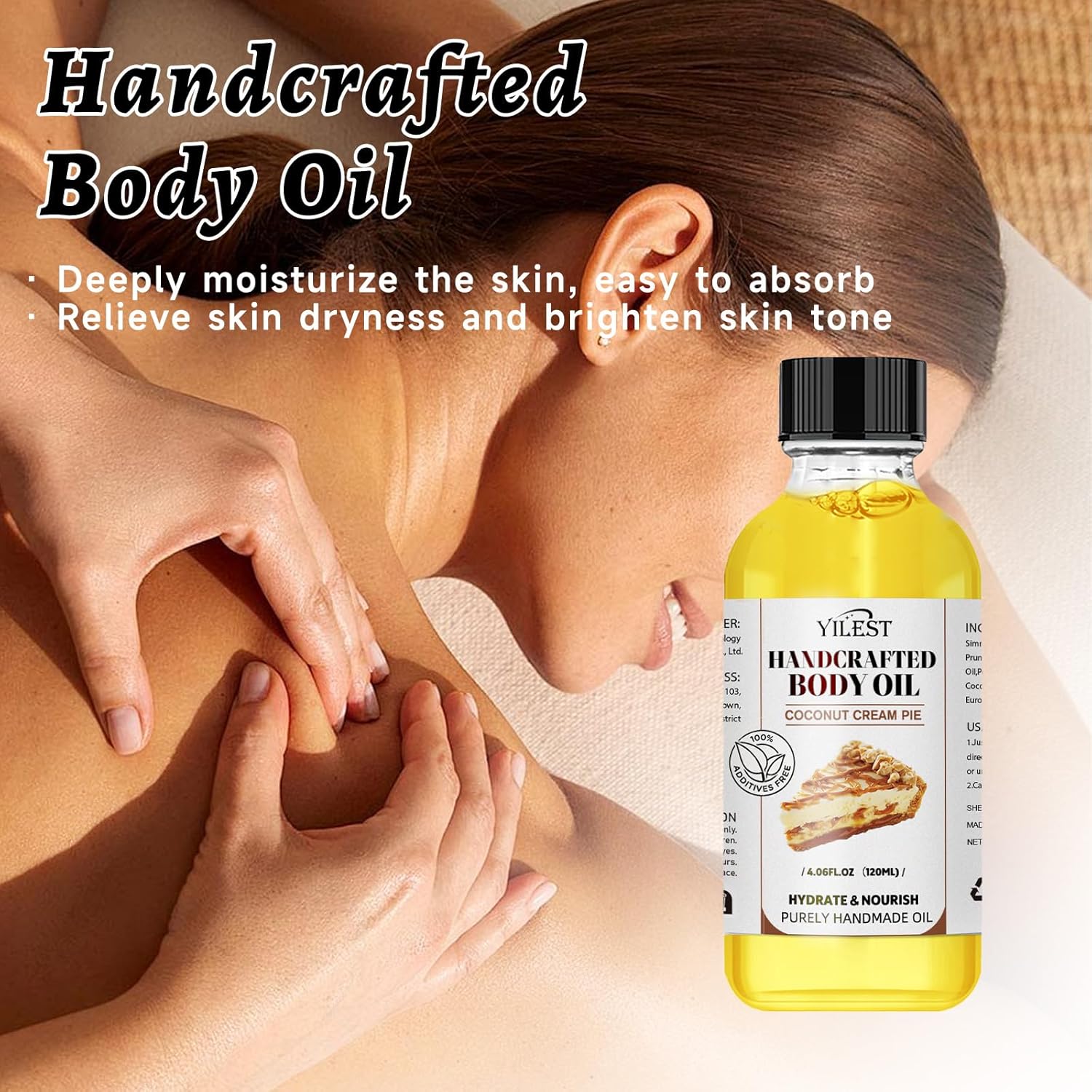 Organic Coconut Oil Body Oil for Dry Skin - Sweet Almond & Coconut Oils Blend, Moisturizing, Nourishing & Aromatic Skin Care Treatment for Women & Men, 4.06 Fl Oz, Hydrating & Non-Greasy
