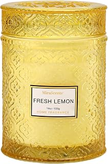 Lemon Scented Candles, 19oz Aromatherapy Candles Gifts for Women, Yellow Luxury Large Decorative Candles in Glass, Natural Soy Wax for Home