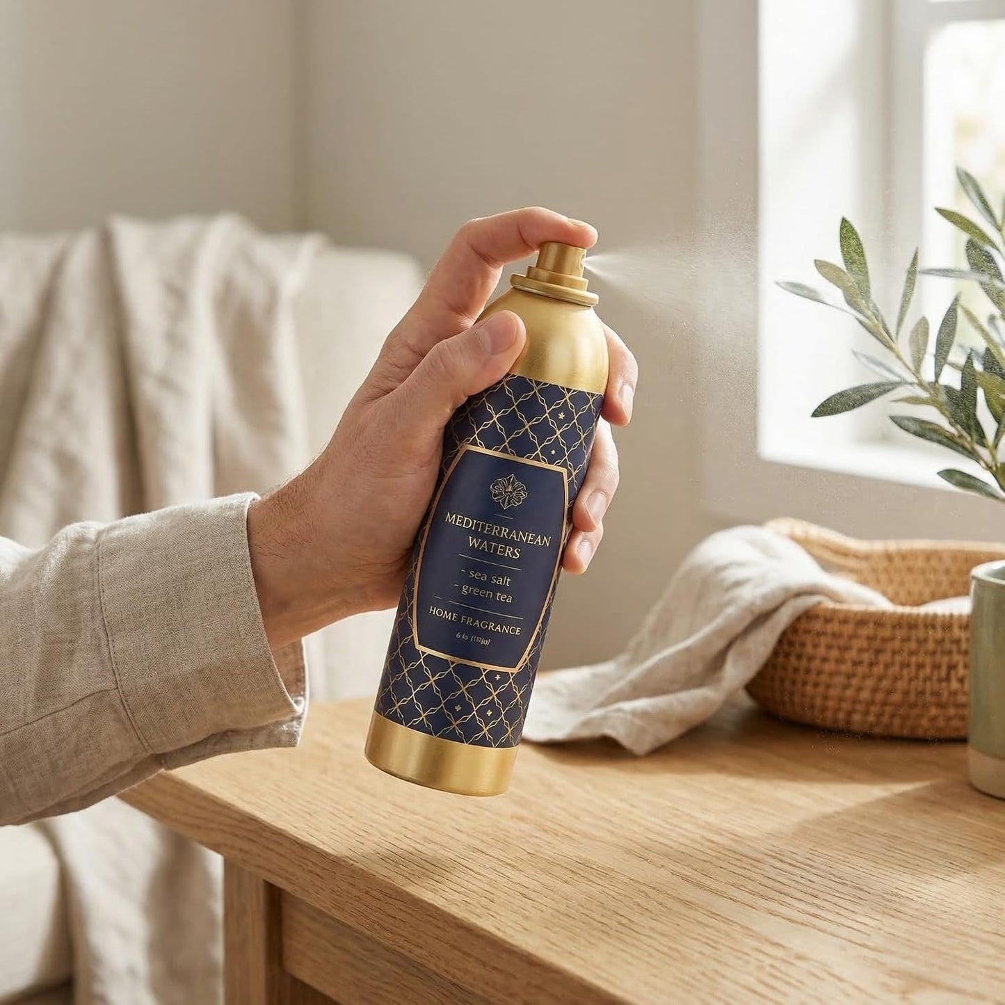 Room Fragrance Air Freshener Spray Concentrated Bathroom, Kitchen, Car, or Office Deodorizer, U.S.- Made by AP Fragrance (Mediterranean Water)