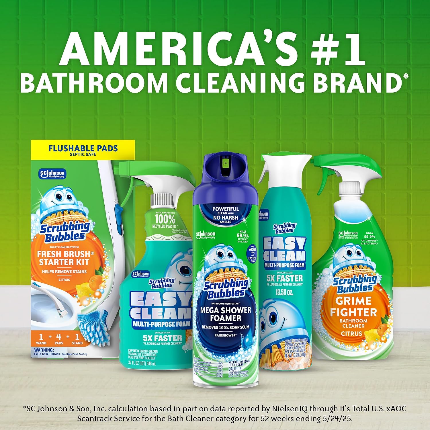 Scrubbing Bubbles Mega Bathroom and Shower Foamer Aerosol, Rainshower Scent, 20oz (Pack of 2)