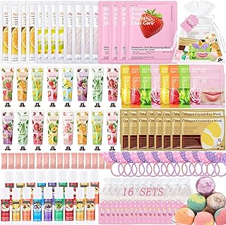 160 PCS Spa Party Supplies for Girls Women, Include Facial Mask, Hand Creams, Lip Balms, Eye Mask, Lip Mask, Foot Bath Bombs, Mothers Day Gift, Sleepover Party Favors Bulk Gifts for Girls Women