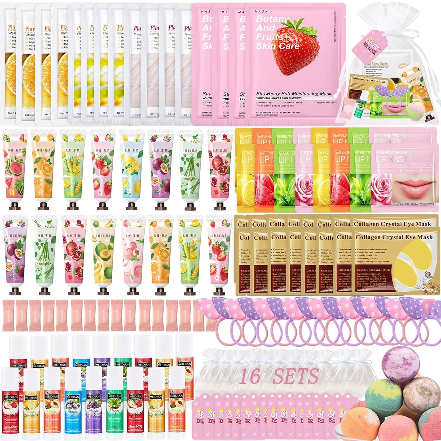 160 PCS Spa Party Supplies for Girls Women, Include Facial Mask, Hand Creams, Lip Balms, Eye Mask, Lip Mask, Foot Bath Bombs, Mothers Day Gift, Sleepover Party Favors Bulk Gifts for Girls Women