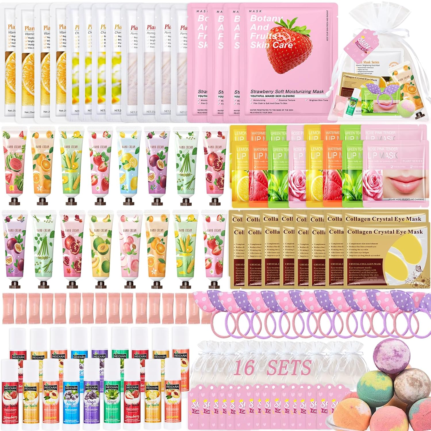 160 PCS Spa Party Supplies for Girls Women, Include Facial Mask, Hand Creams, Lip Balms, Eye Mask, Lip Mask, Foot Bath Bombs, Mothers Day Gift, Sleepover Party Favors Bulk Gifts for Girls Women
