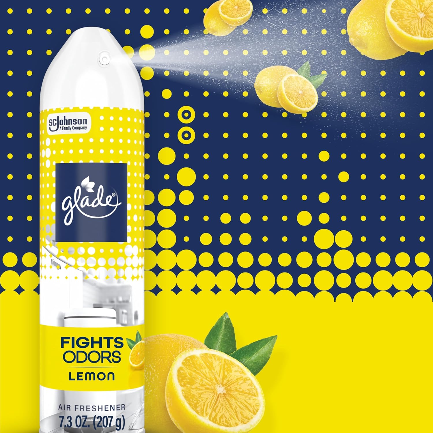 Glade Air Freshener Room Spray, Lemon, Odor Fighting to Deliver Long Lasting Freshness, 7.3 Oz, 6 Count