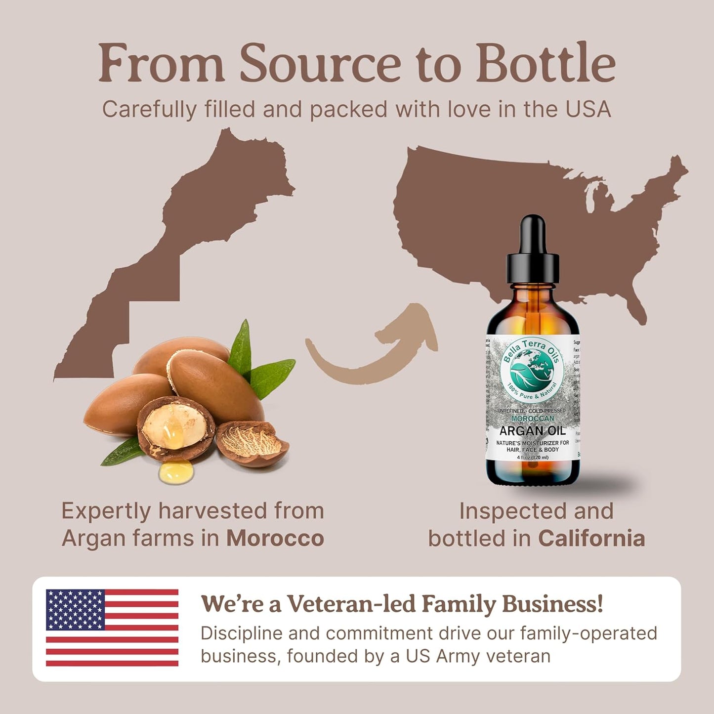 Bella Terra Oils - Argan Oil 8 oz - Pure Moroccan Elixir, Enhances Shine in Hair, Deeply Nourishes Skin, Perfect Oil for Curly Hair