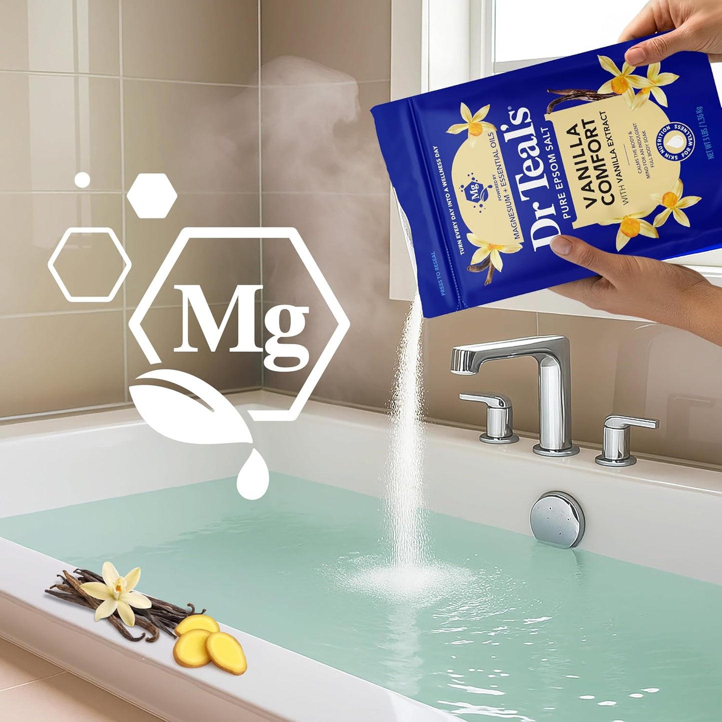 Dr Teal's Epsom Salt Magnesium Soak, Vanilla Comfort, 3 lbs