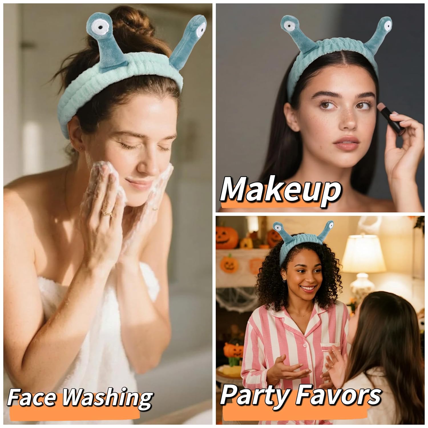 Huachi Skincare Headbands for Women Girls: Cute Snail Spa Headband for Washing Face, Makeup Face Wash Headband Funny Easter Basket Stuffers Gifts Green