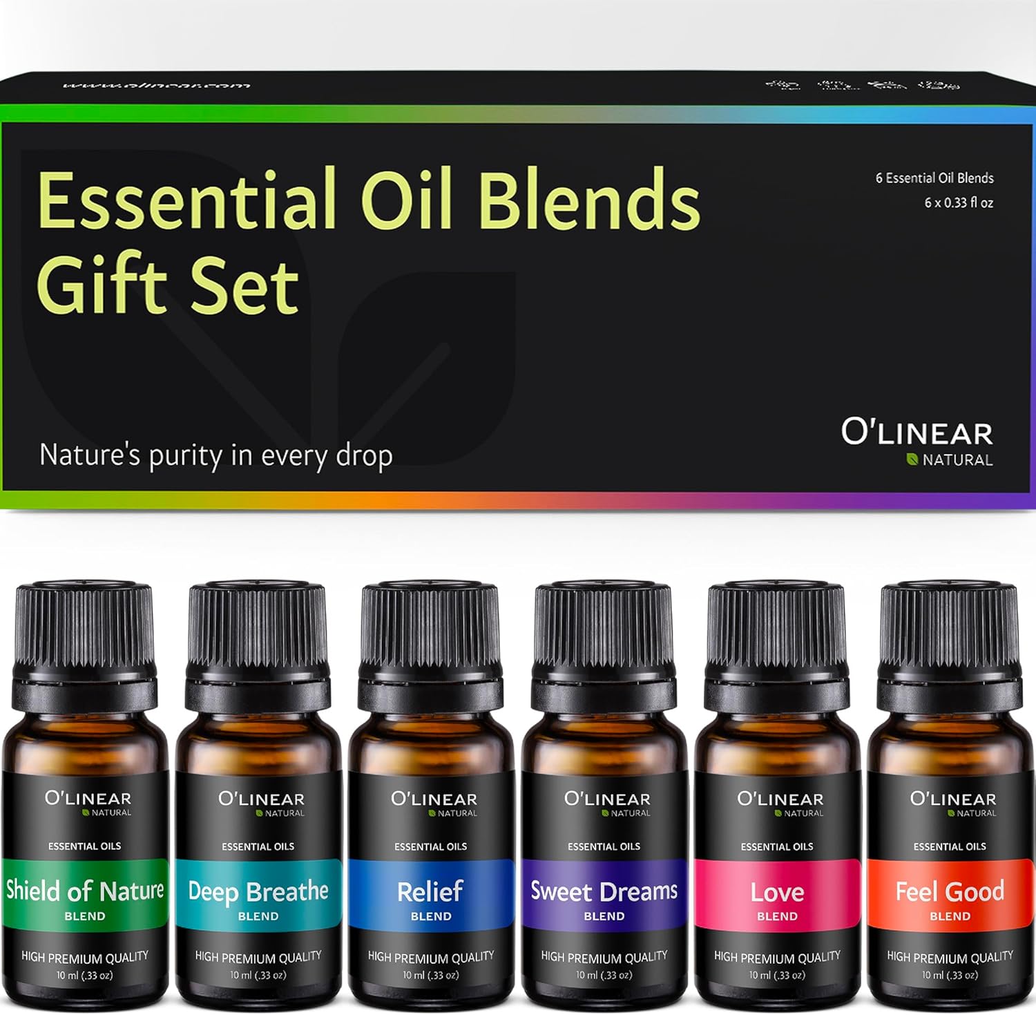 O'linear Essential Oils 6 Blends Set - Perfect for Humidifiers and Diffusers, Aromatherapy Diffuser Oils Scents, Essential Oil Kit for Home Use, Essential Oil Pack with Various Scents