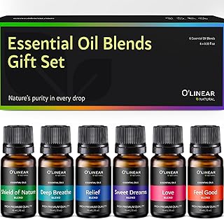 O'linear Essential Oils 6 Blends Set - Perfect for Humidifiers and Diffusers, Aromatherapy Diffuser Oils Scents, Essential Oil Kit for Home Use, Essential Oil Pack with Various Scents