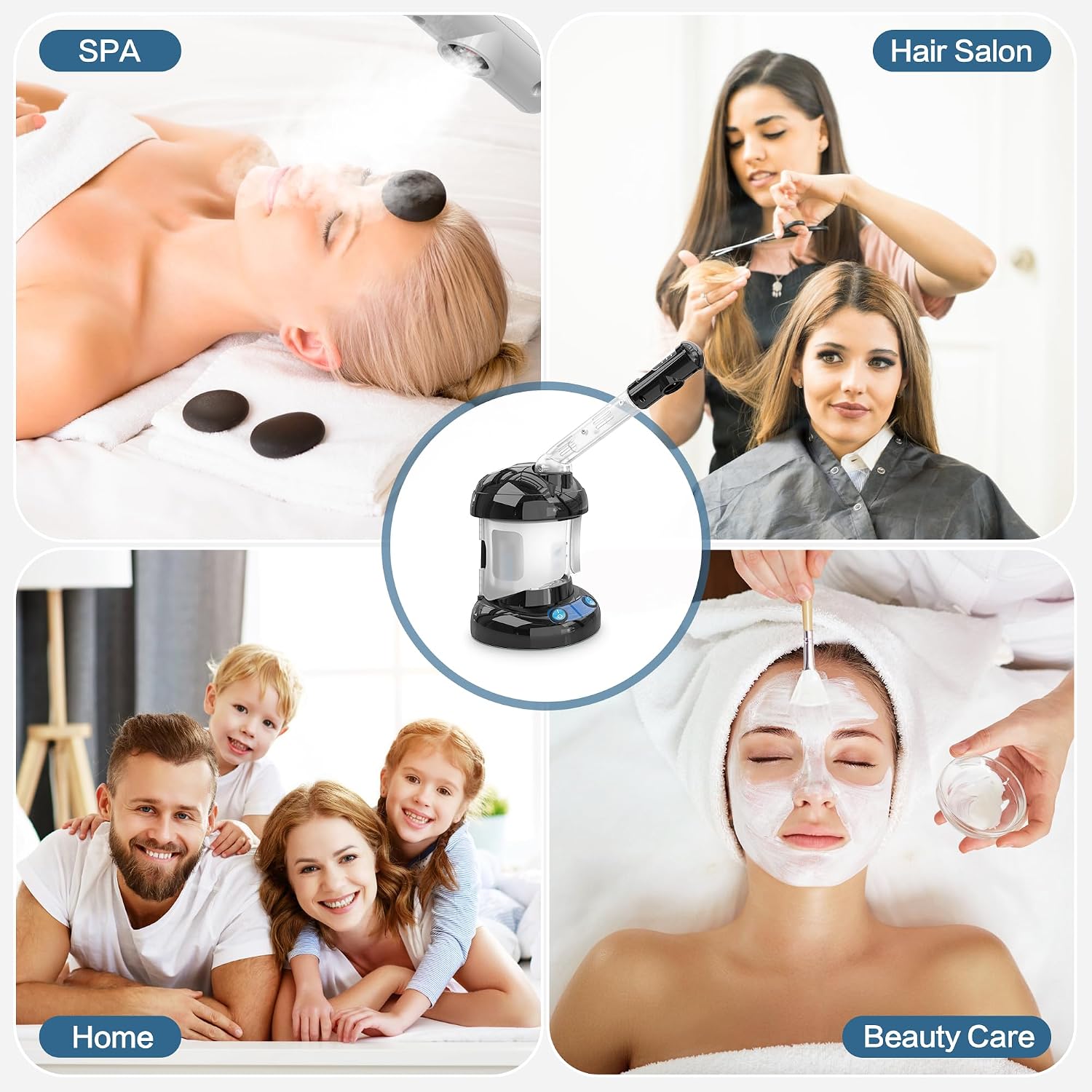Facial Steamer - Ozone Steamer with Extendable Arm - Professional Nano Ionic Facial Steamer for Deep Cleaning - Portable for Personal Care Use at Home or Salon