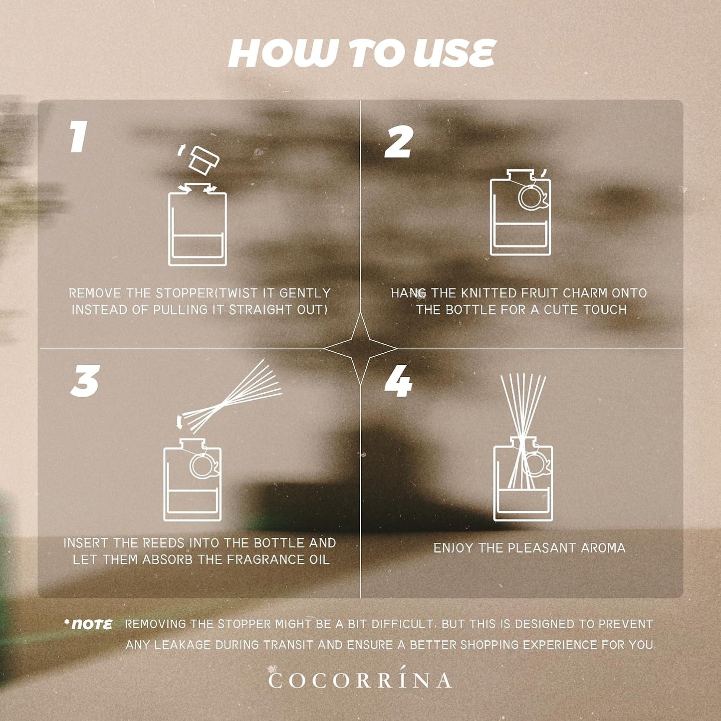 COCORRÍNA Reed Diffuser, Sage & Citrus Scent Oil Diffuser, 6.09 fl oz, 8 Reeds, Long-Lasting Home Fragrance, Bathroom Bedroom Shelf Decor & Gifts