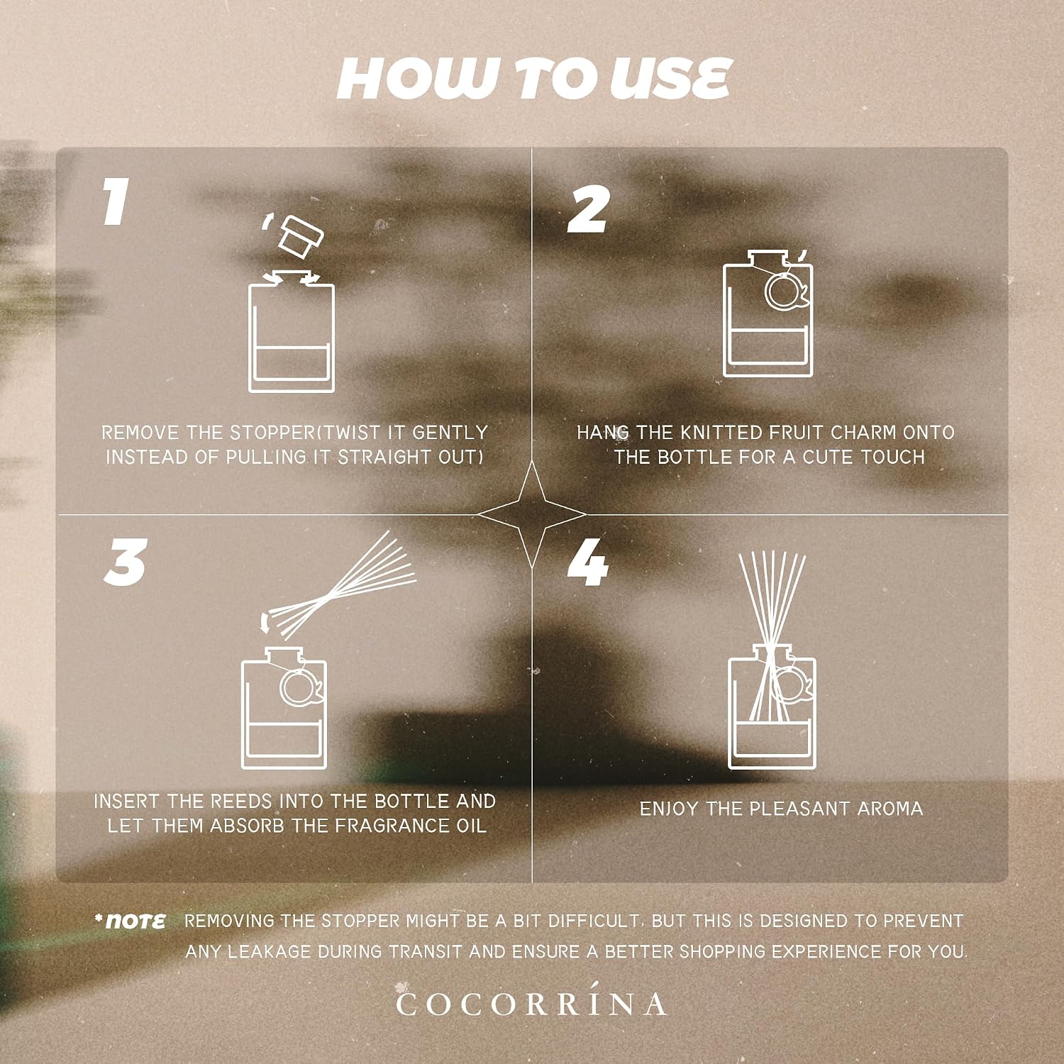 COCORRÍNA Reed Diffuser, Sage & Citrus Scent Oil Diffuser, 6.09 fl oz, 8 Reeds, Long-Lasting Home Fragrance, Bathroom Bedroom Shelf Decor & Gifts