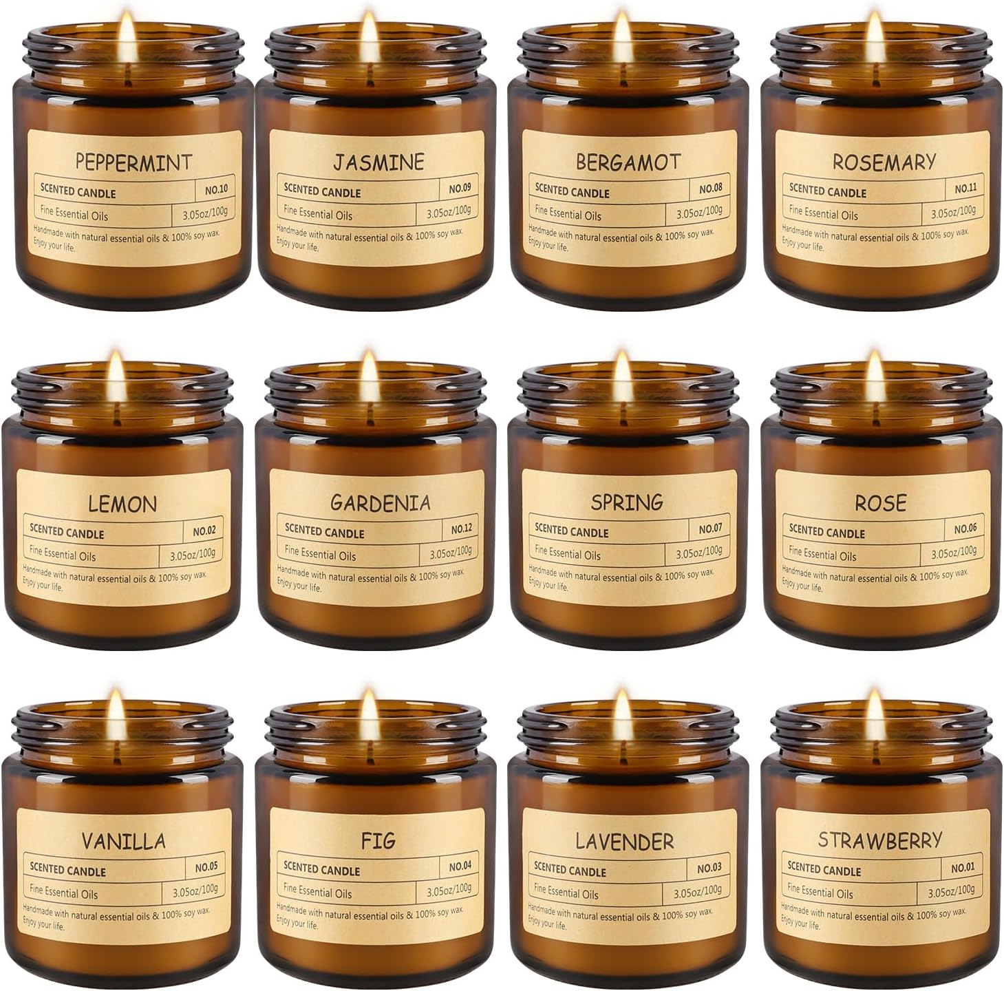 12 Pcs Scented Candles with Added Natural Essential Oils, 3.05oz, Suitable for Various Festivals, Parties, Yoga, and Home Scene.