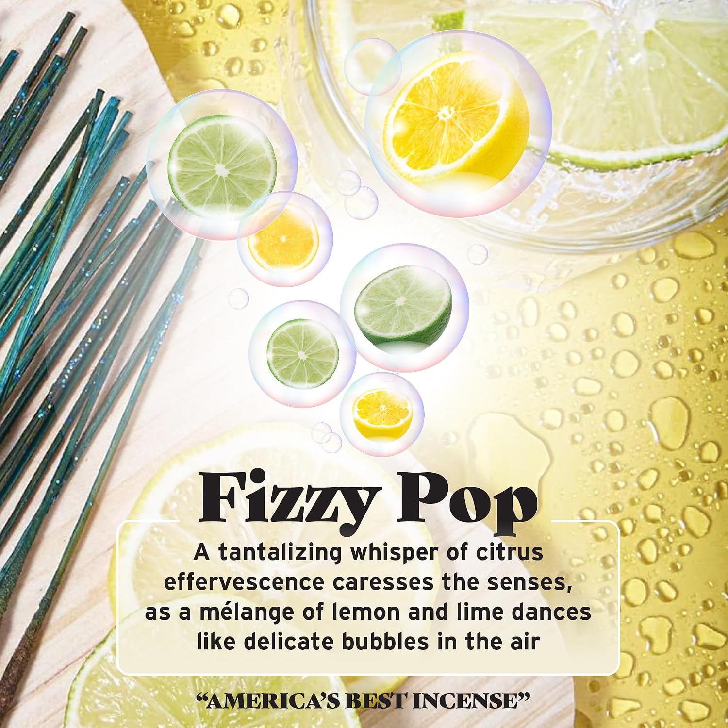 Wild Berry Incense Sticks - Fizzy Pop - Effervescent Citrus and Lemon Lime Soda Fragrance - Hand Dipped in The USA (100 Count)