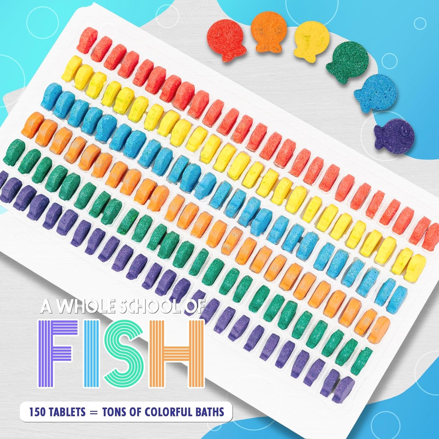SplashEZ STEM Bath Color Tablets for Kids 150 Count - Fizzy Bath Bombs for Kids and Toddlers, Non Toxic, Fragrance Free, No Tub Staining, Easy Clean, Toys for Kids