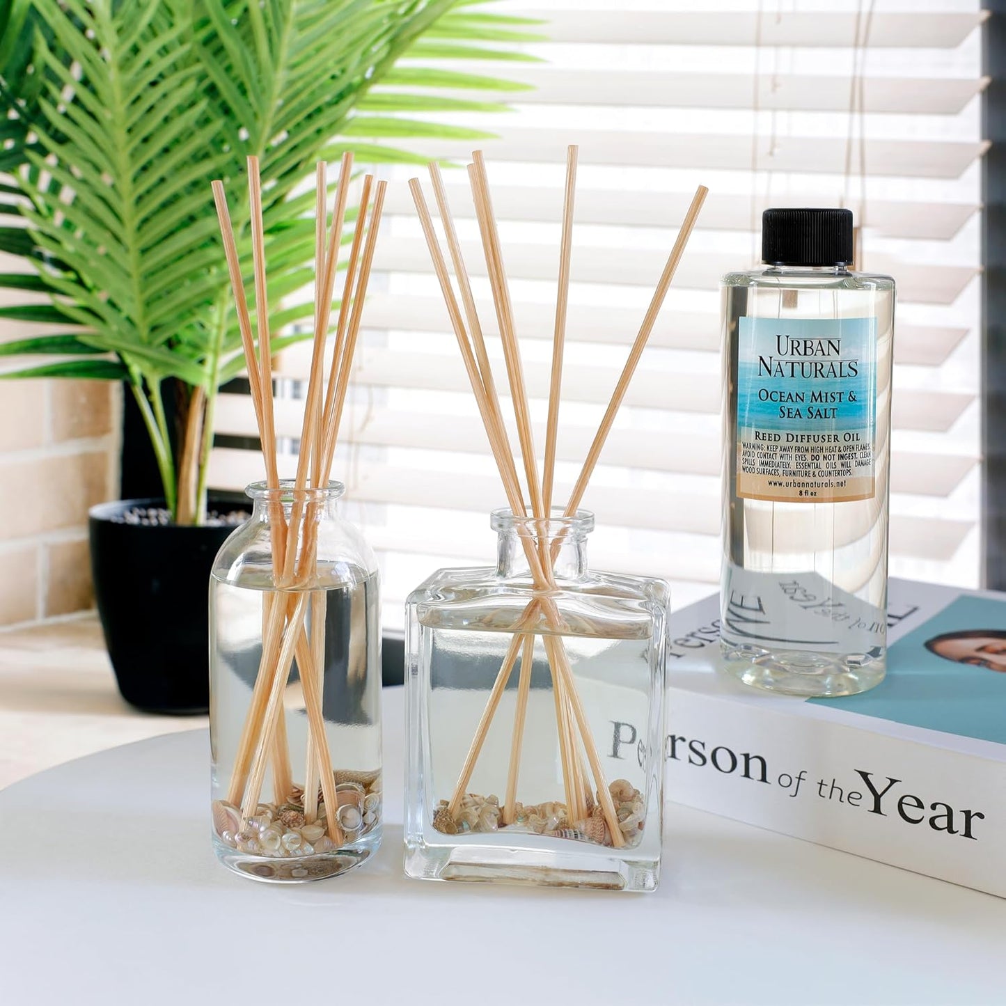 Urban Naturals Ocean Mist & Sea Salt Scented Oil Reed Diffuser Refill | Includes a Free Set of Reed Sticks! 4 oz.