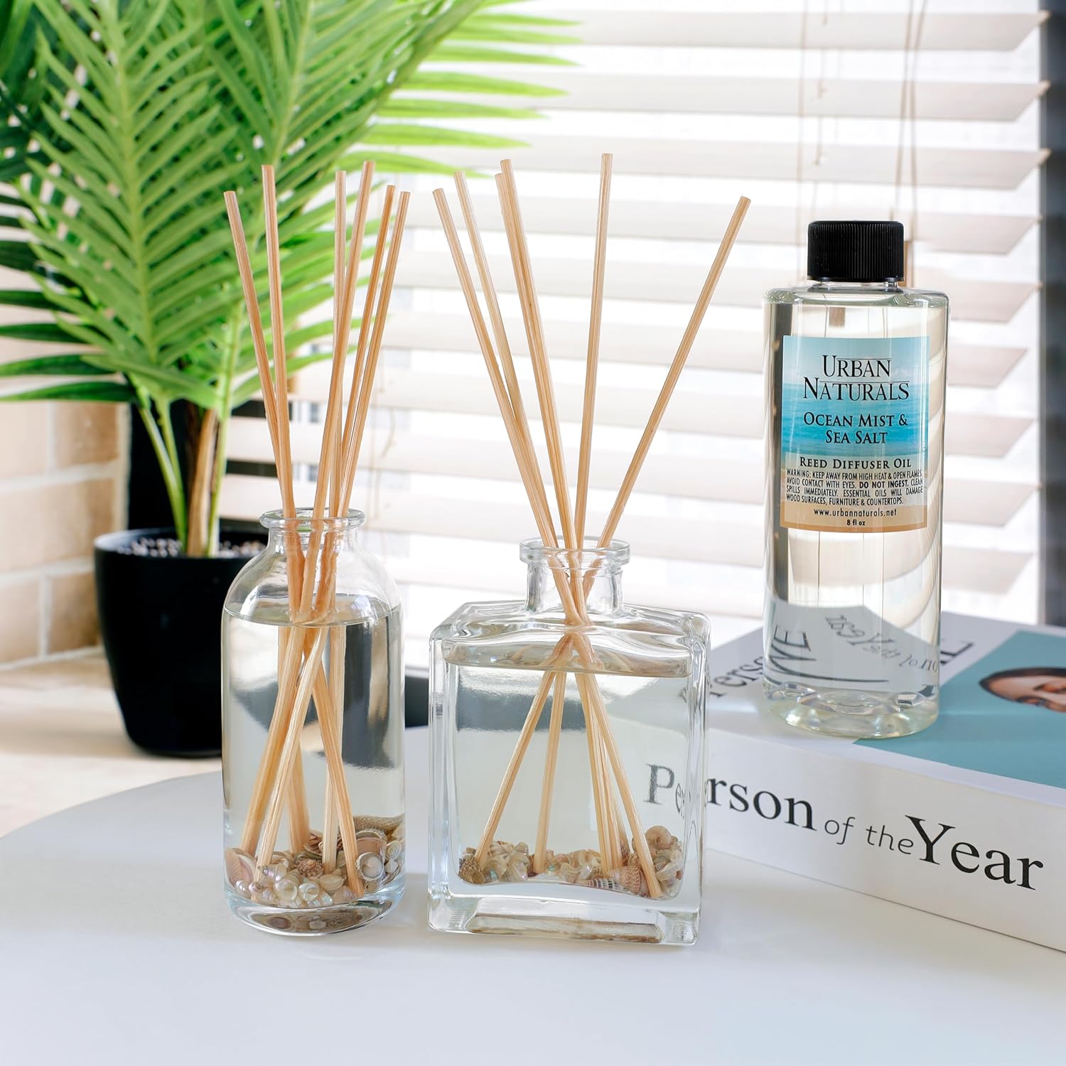 Urban Naturals Ocean Mist & Sea Salt Scented Oil Reed Diffuser Refill | Includes a Free Set of Reed Sticks! 4 oz.