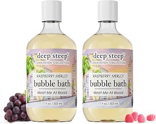Deep Steep Bubble Bath, Raspberry Merlot 17 oz (Pack of 2) – Hypoallergenic, Clinically Tested Soothing Soak with Shea Butter & Argan Oil – Sulfate-Free