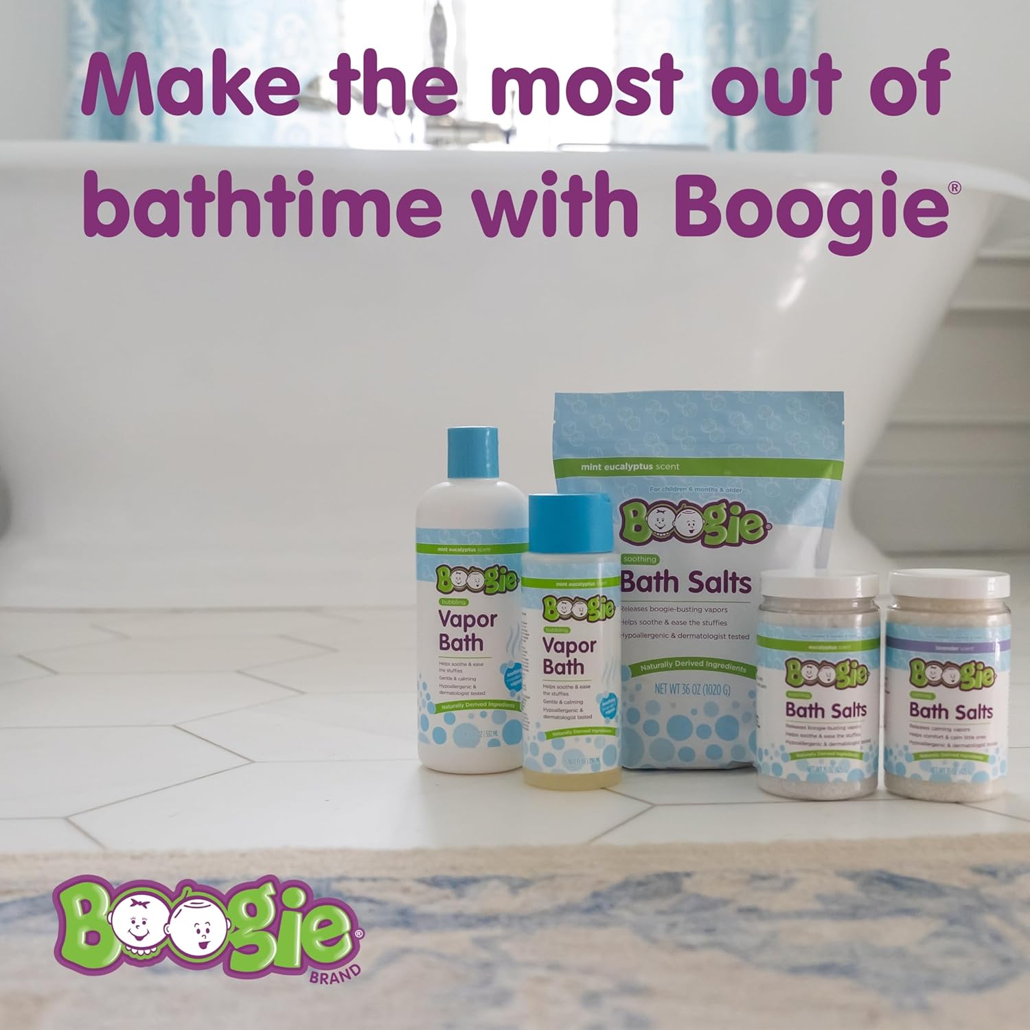 Boogie Kids Soothing Bath Salts, Hypoallergenic, Naturally Derived, Made with Natural Essential Oils, 36oz Eucalyptus (Pack of 1)