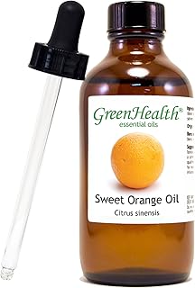 Sweet Orange – 4 fl oz (118 ml) Glass Bottle w/Glass Dropper – 100% Pure Essential Oil – GreenHealth
