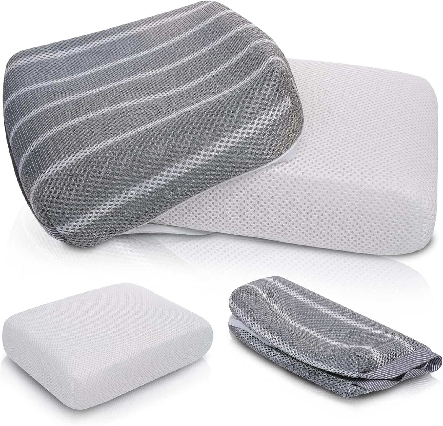 Hot Tub Cushion Pillow for Indoor or Outdoor Use, 16 x 12 x 4.3 Inche Weighted Spa Pillow with Washable 4D Mesh Cover & Non-Slip Micro Dot Bottom, Hot Tub Accessories for Adults,Quick Dry, Grey