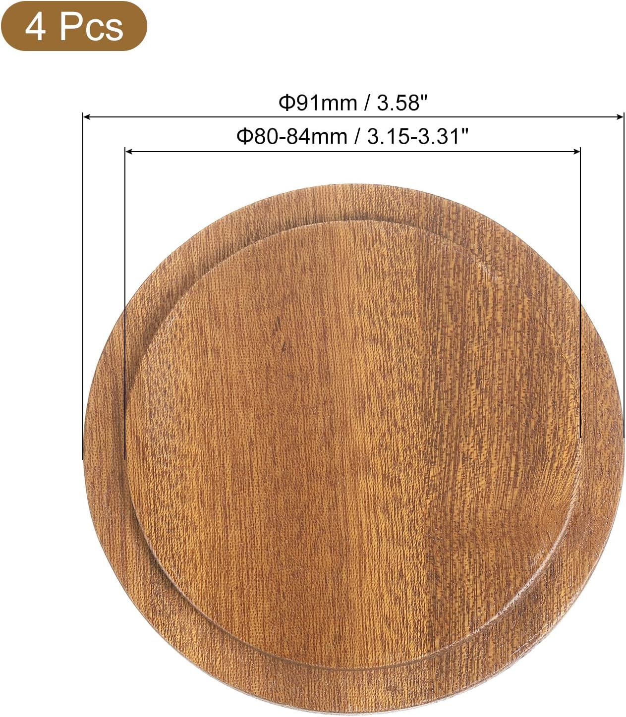 uXcell 4 Pcs Bamboo Cup Lid, 3.31 Inch - Sealed Wooden Tea Coffee Mug Lid and Perfume Candle Lid