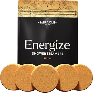 Miracle Made Citrus Mint Aromatherapy Shower Steamers – Essential Oil Shower Bombs for Relaxation, Nasal Relief & Daily Self-Care – 15 Shower Melt Tablets