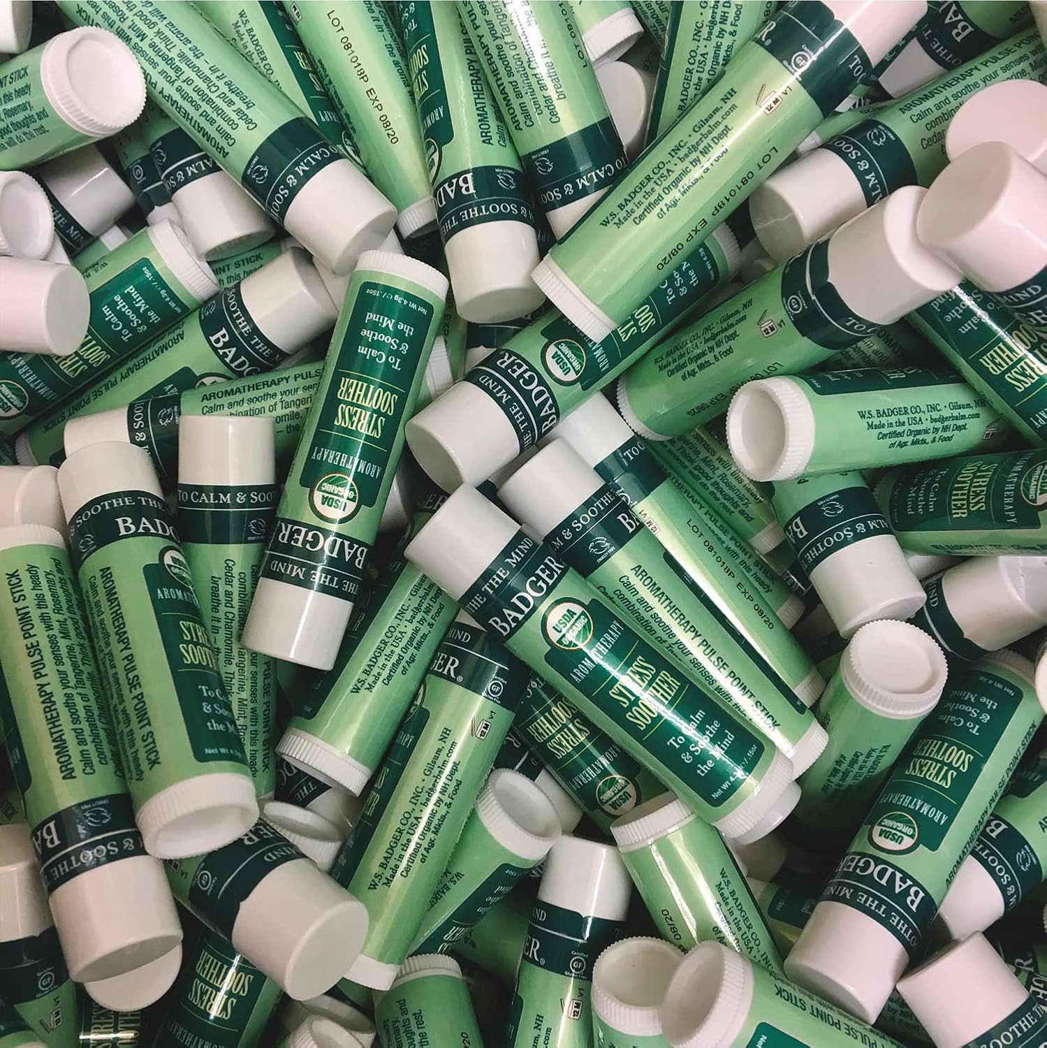 Badger - Stress Soother Balm, Aromatherapy Balm Stick, Certified Organic, Aromatherapy Oil, Essential Oil Roller, 0.6 oz